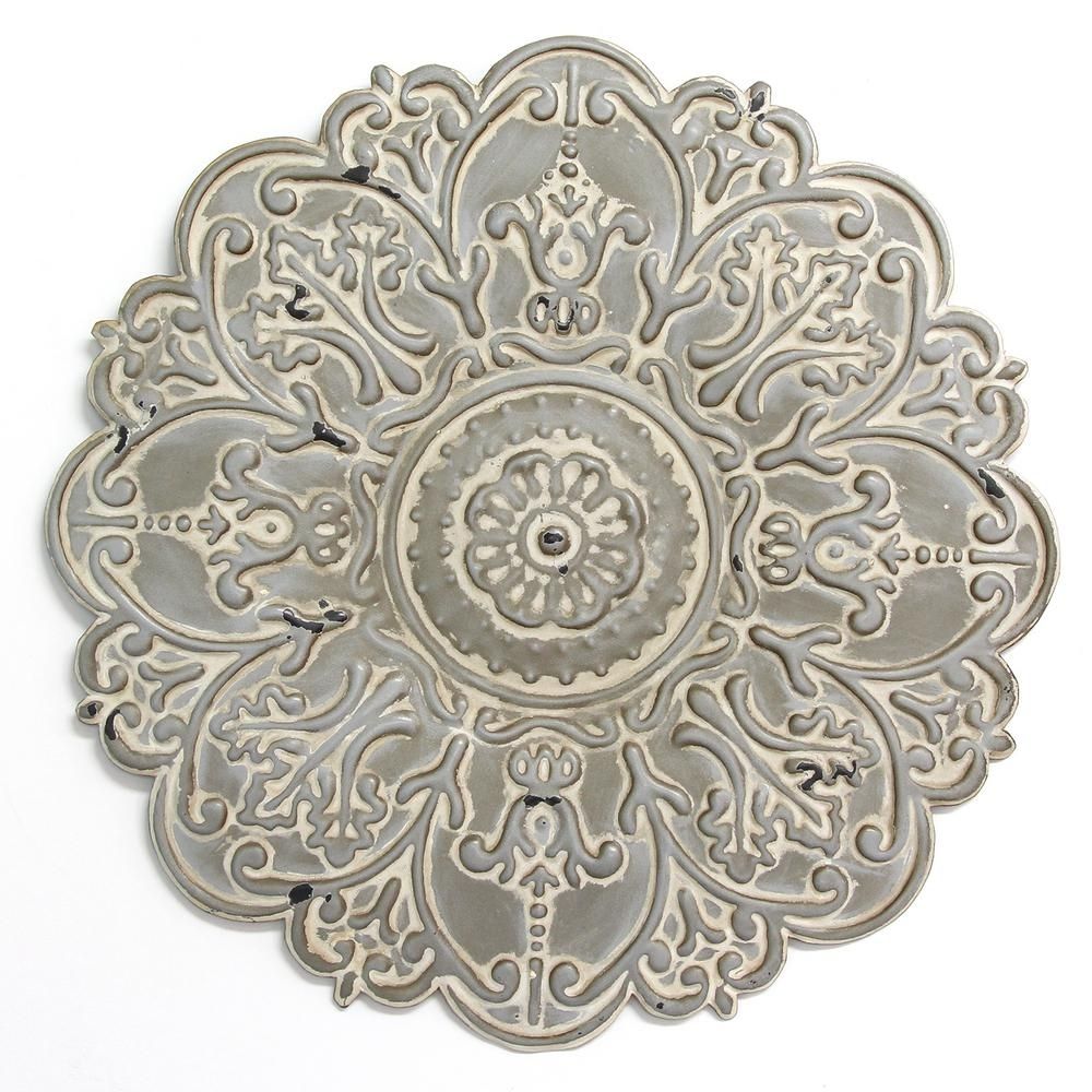 Stratton Home Decor Small Grey Medallion Wall Decor S11565 – The For Medallion Wall Art (View 5 of 20)