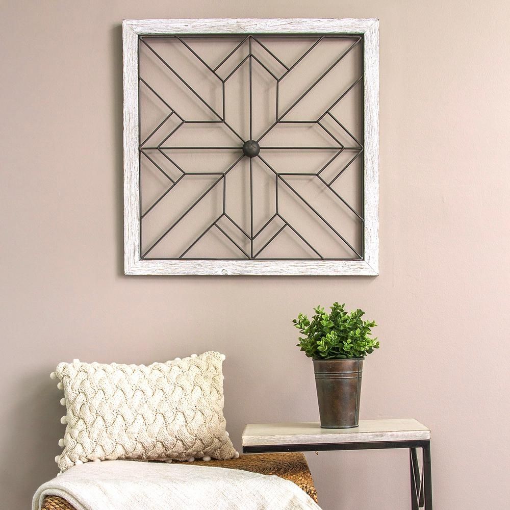 Stratton Home Decor Square Metal And Wood Art Deco Wall Decor S09600 Throughout Home Wall Art (View 10 of 20)