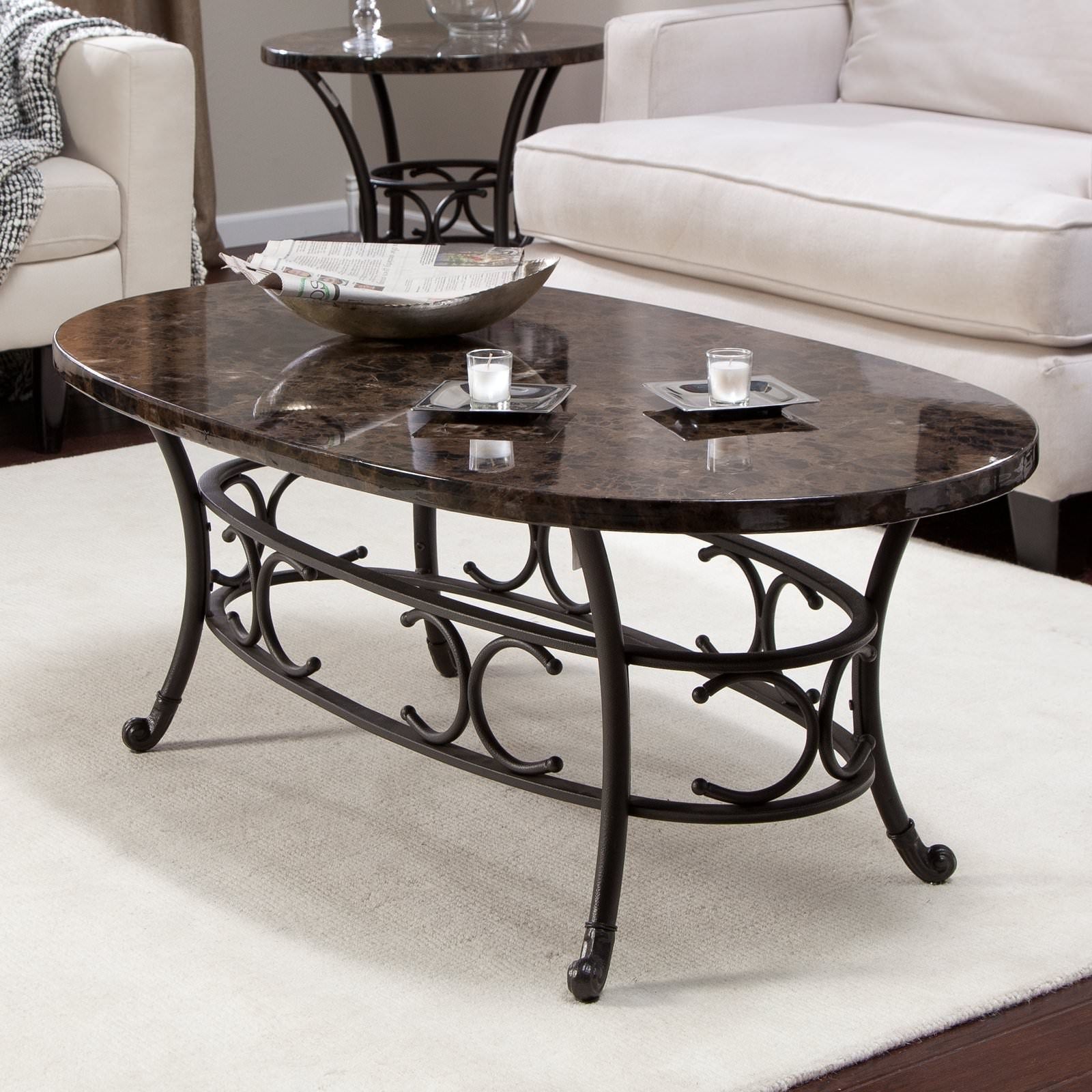 Stylish Faux Marble Coffee Table — Sushi Ichimura Decor Regarding Alcide Rectangular Marble Coffee Tables (View 14 of 30)