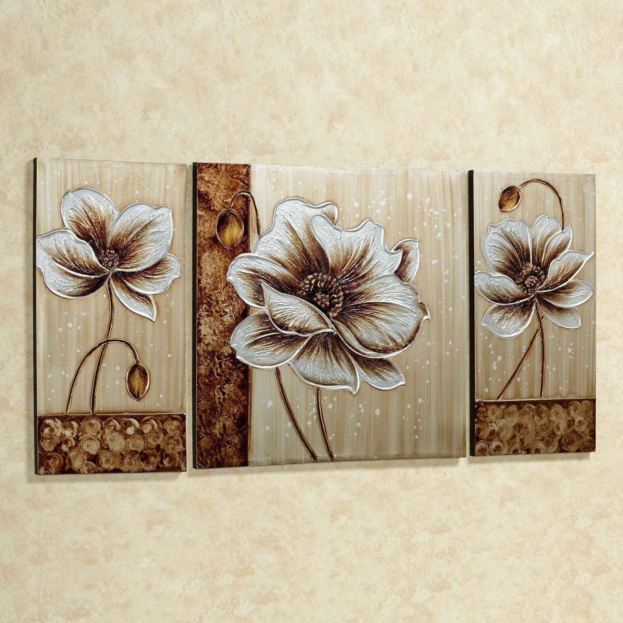Subtle Elegance Floral Canvas Wall Art Set In Wall Art Sets (Photo 1 of 20)