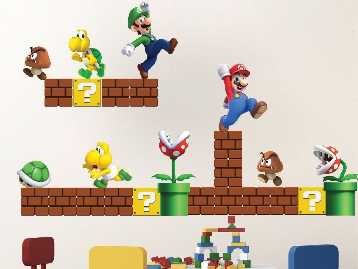 Super Mario Decals, Mario Decals, Game Room, Vintage Nintendo Decals Inside Nintendo Wall Art (View 8 of 20)