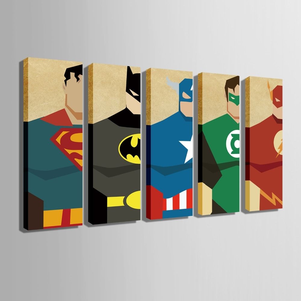 Superhero Wall Art Fine Hd Superman Posters Canvas Print Painting Intended For Superhero Wall Art (View 3 of 20)