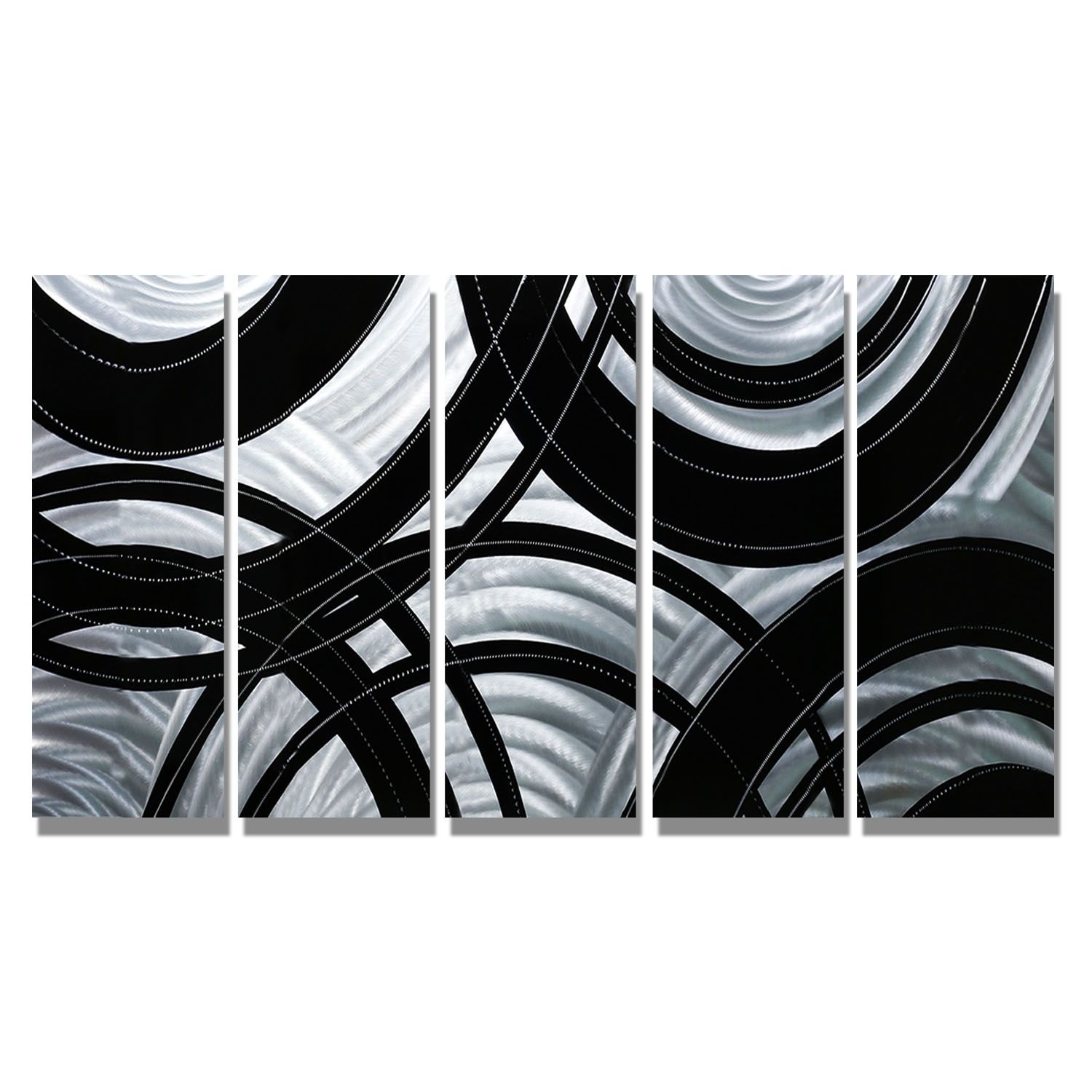 Synergy – Black And Silver Metal Wall Art – 5 Panel Wall Décor Regarding Black Metal Wall Art (View 13 of 20)