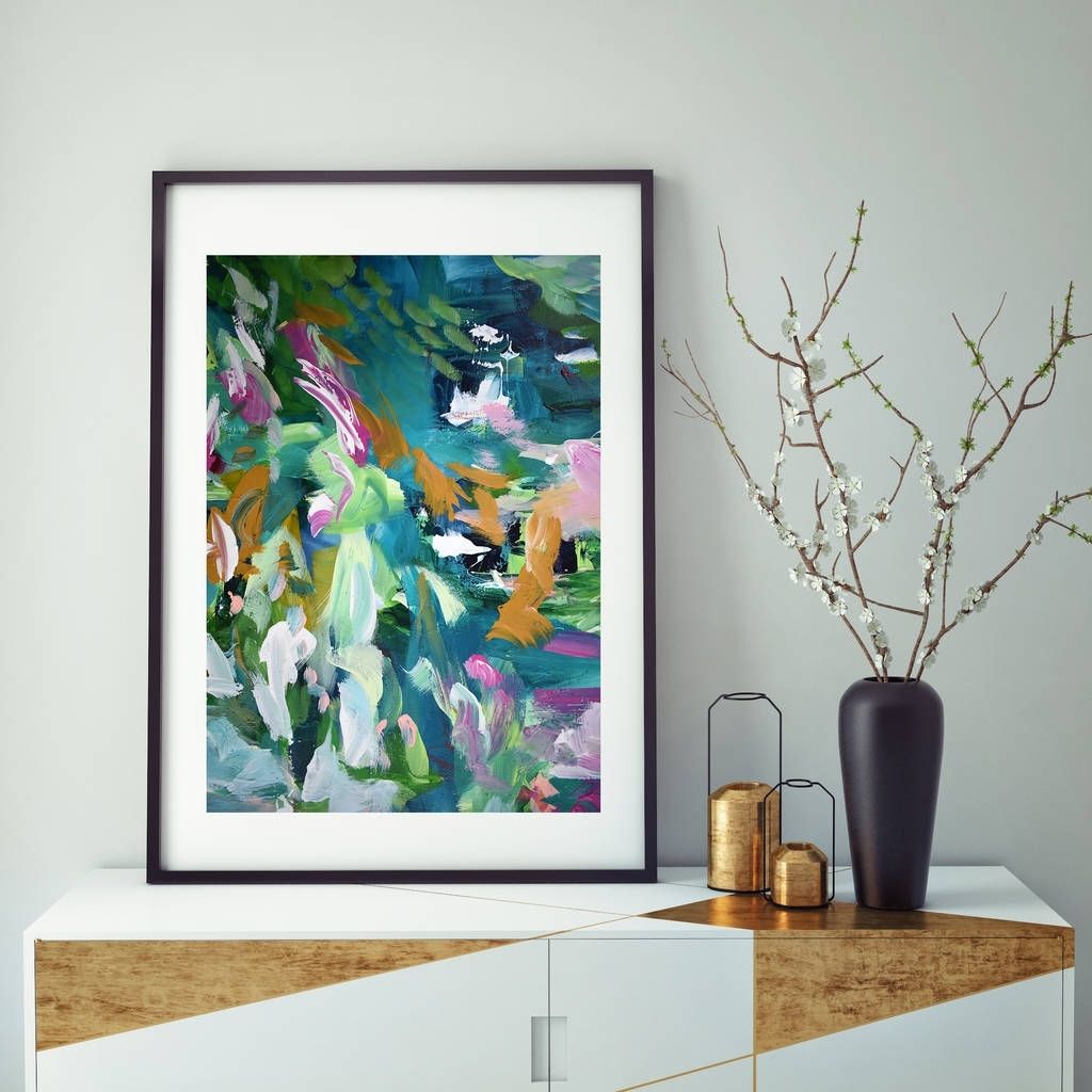 Teal Art Prints Decor Large Abstract Wall Art Printsomar Obaid Regarding Large Abstract Wall Art (Photo 1 of 20)