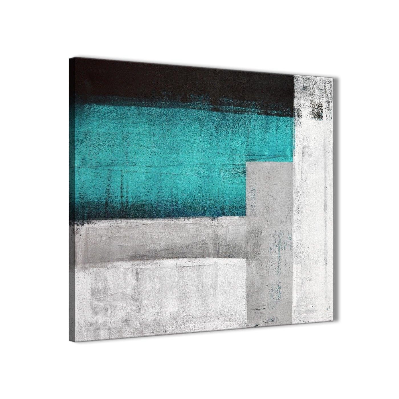 Teal Turquoise Grey Painting Bathroom Canvas Wall Art Accessories Within Turquoise Wall Art (Photo 2 of 20)