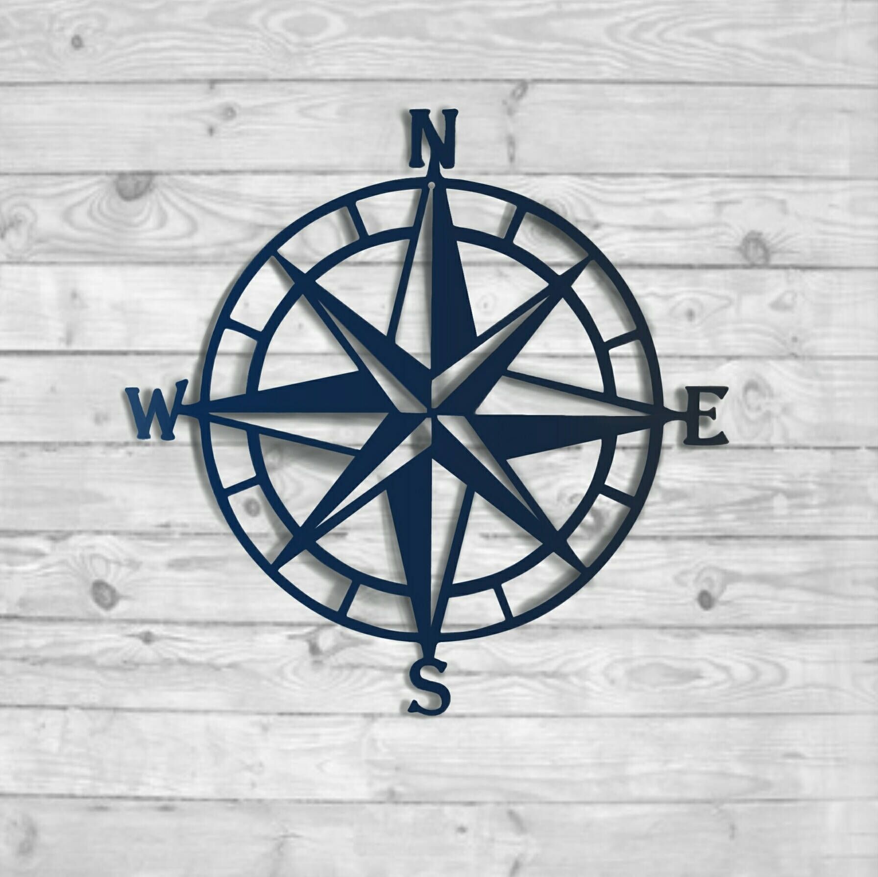 Textured Navy: Nautical Compass – Nautical Wall Art – Metal Wall Art Within Nautical Wall Art (Photo 4 of 20)