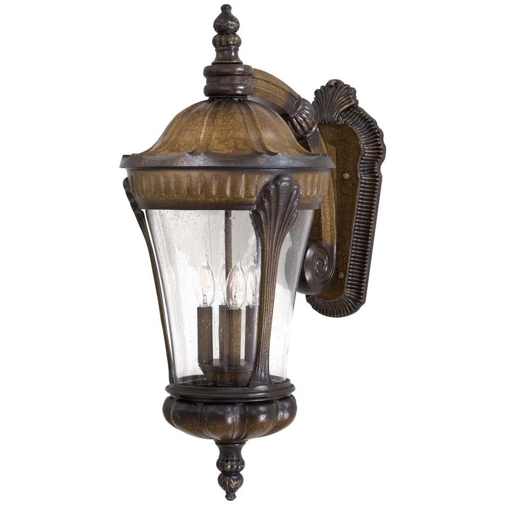 The Great Outdoorsminka Lavery Kent Place 4 Light Prussian Gold Throughout Gold Outdoor Lanterns (View 14 of 20)