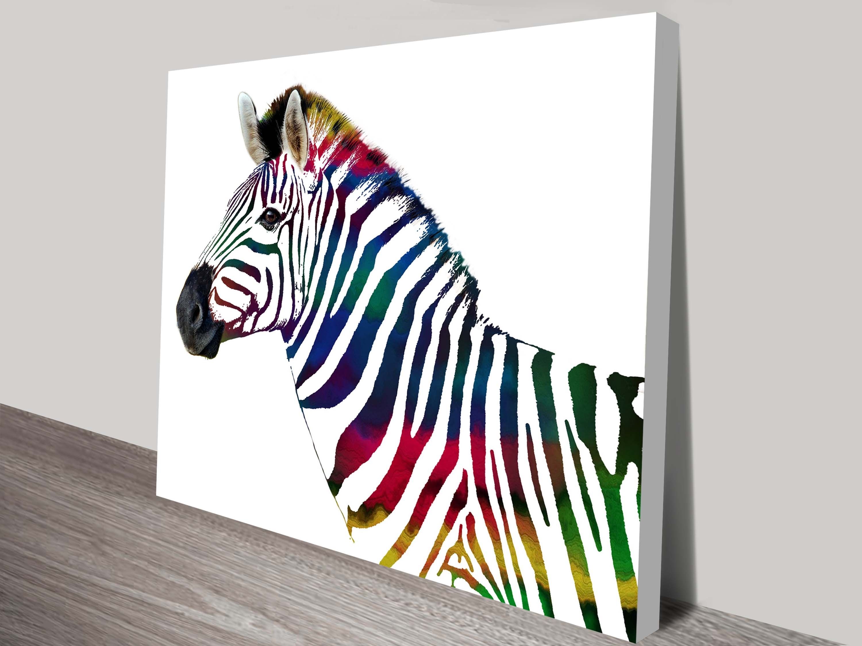 The Rainbow Striped Zebra Canvas Wall Art – Blue Horizon Prints In Zebra Canvas Wall Art (View 18 of 20)