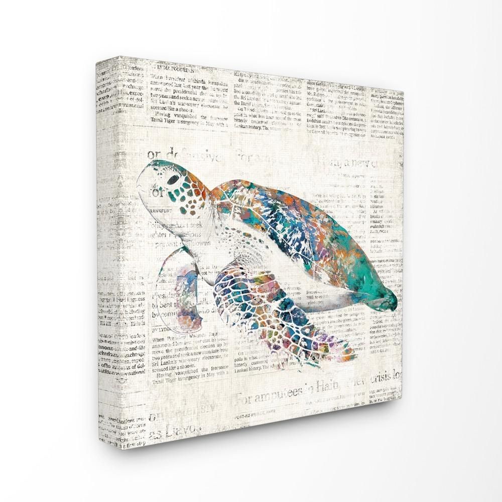The Stupell Home Decor Collection 30 In. X 30 In. "multi Colored Sea Within Sea Turtle Canvas Wall Art (Photo 12 of 20)