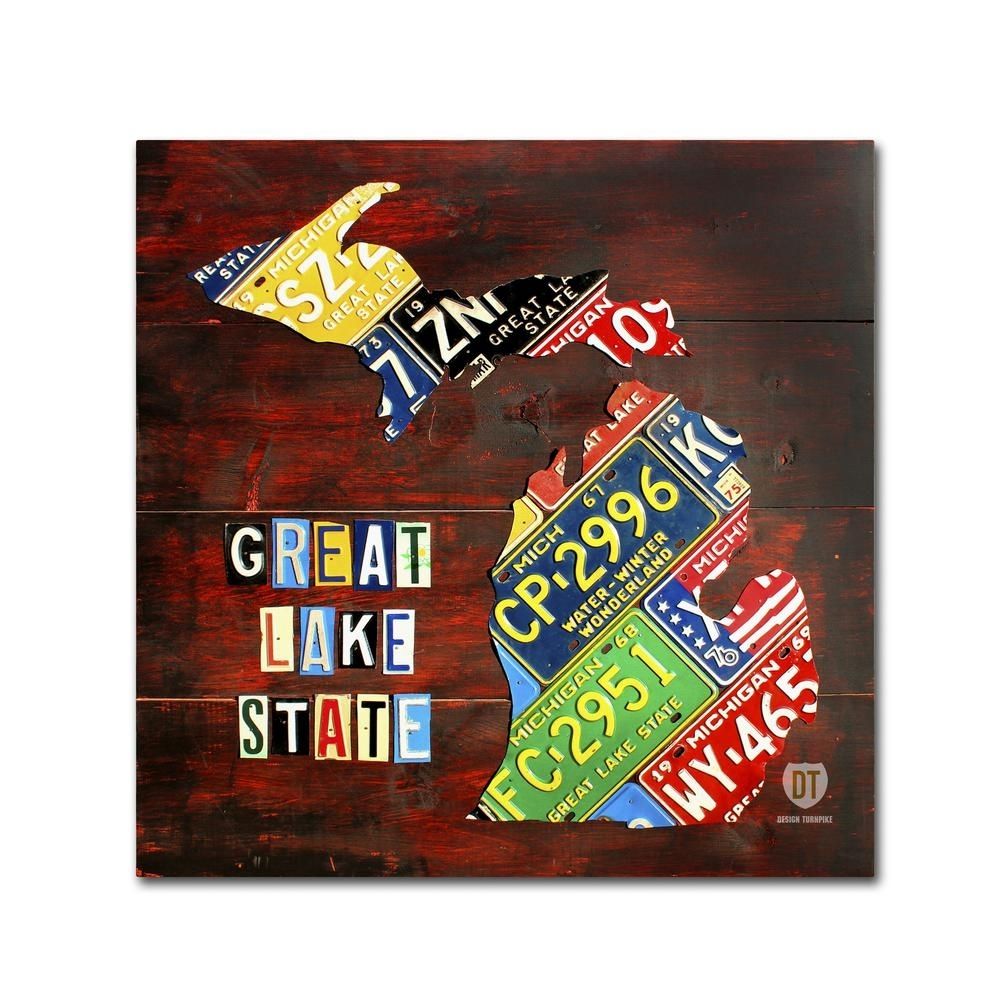 Trademark Fine Art 35 In. X 35 In. "michigan License Plate Map" Regarding License Plate Map Wall Art (Photo 16 of 20)