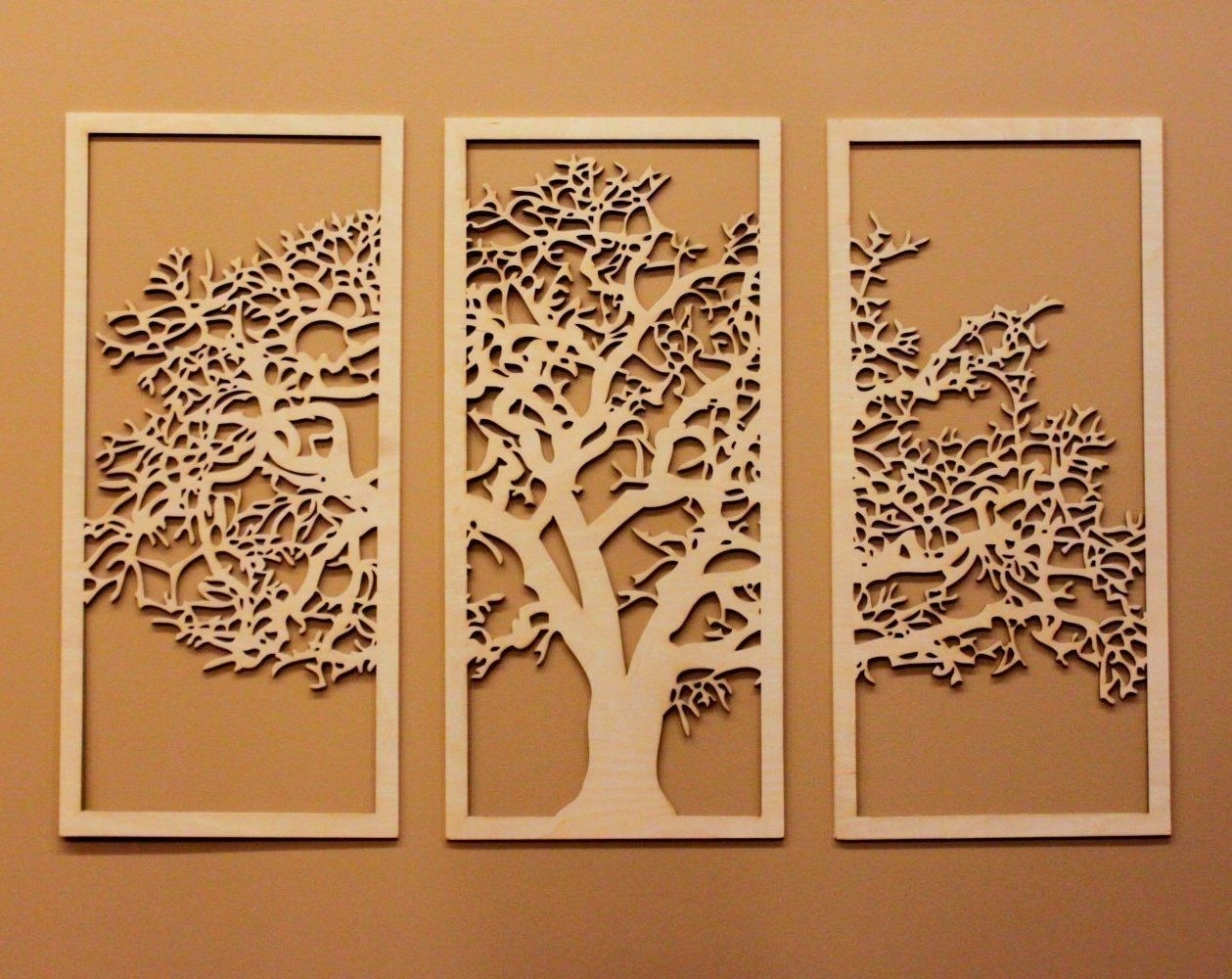 Tree Of Life 3d Maple – 3 Panel Wood Wall Art – Beautiful Living For Wall Art Panels (Photo 6 of 20)