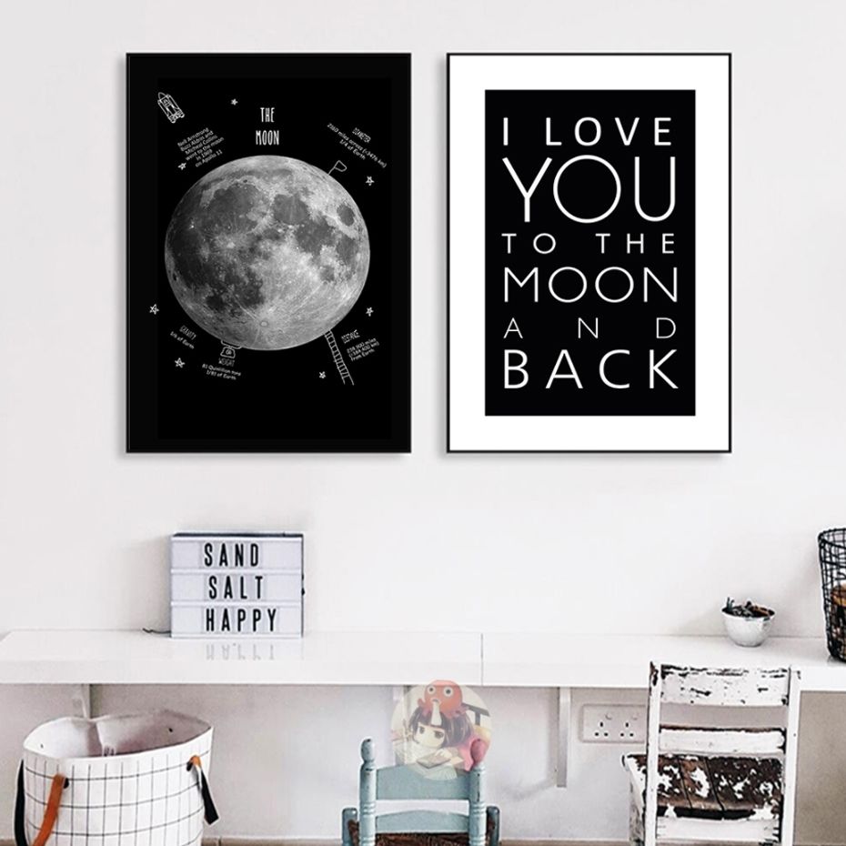 Unframed Love You To The Moon Romantic Quote Wall Art Picture Print With I Love You To The Moon And Back Wall Art (View 17 of 20)