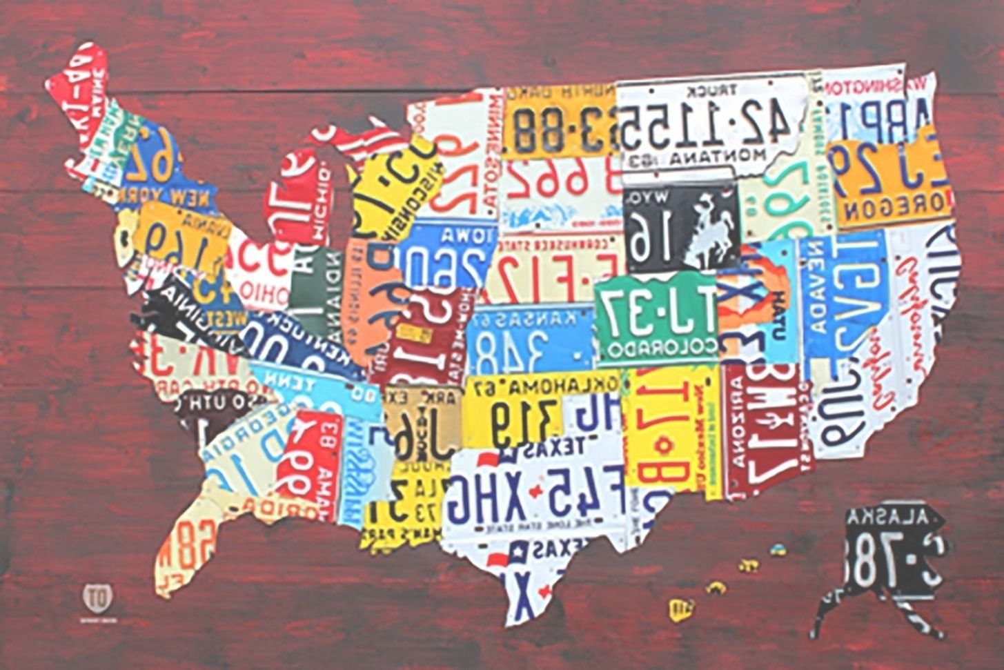 United States License Plate Map Poster 45 Ideas Of License Plate Map With Regard To License Plate Map Wall Art (View 11 of 20)
