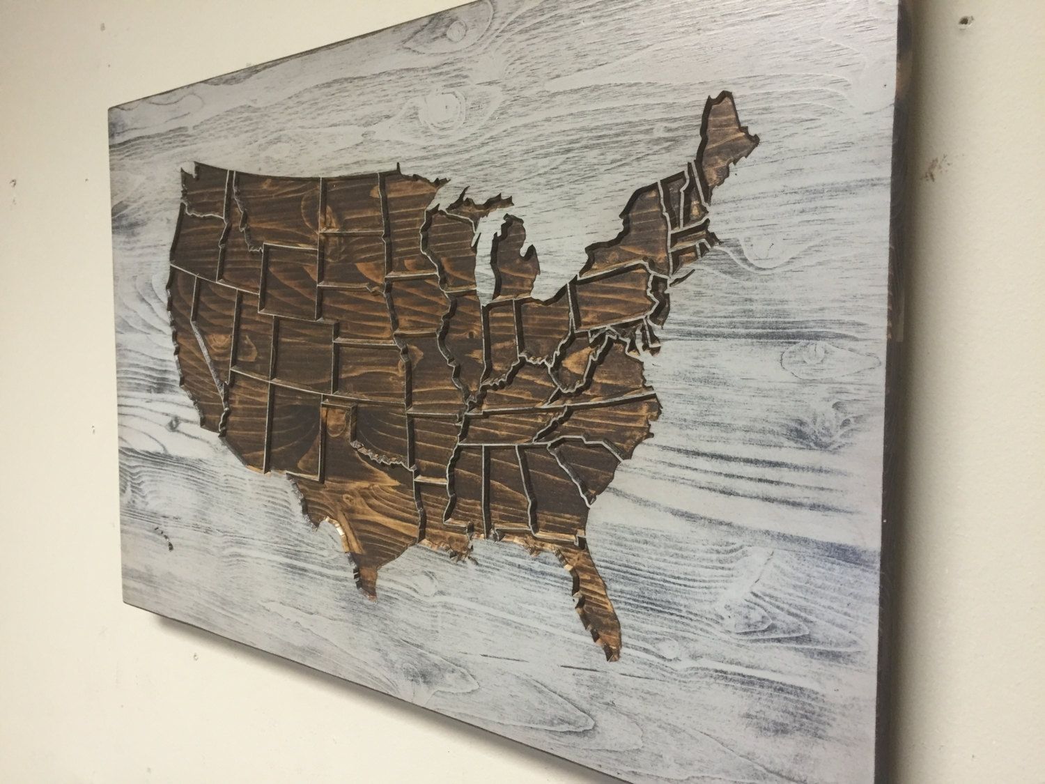 United States Map Wall Art Metal World Wood Rustic Us Wood (View 4 of 20)