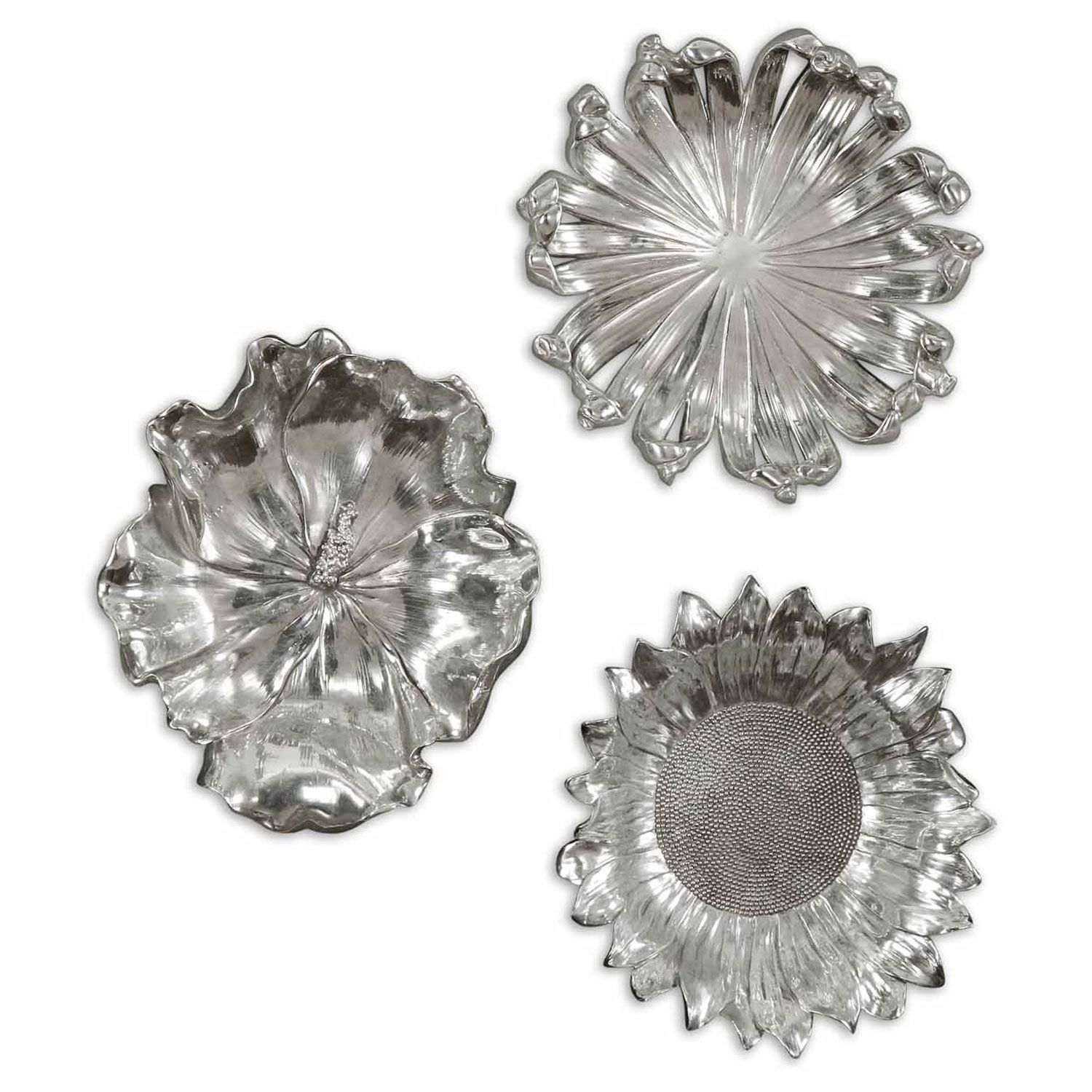 Uttermost Silver Flowers Metal Wall Art, Set Of Three 08503 | Bellacor Within Wall Art Metal (Photo 18 of 20)