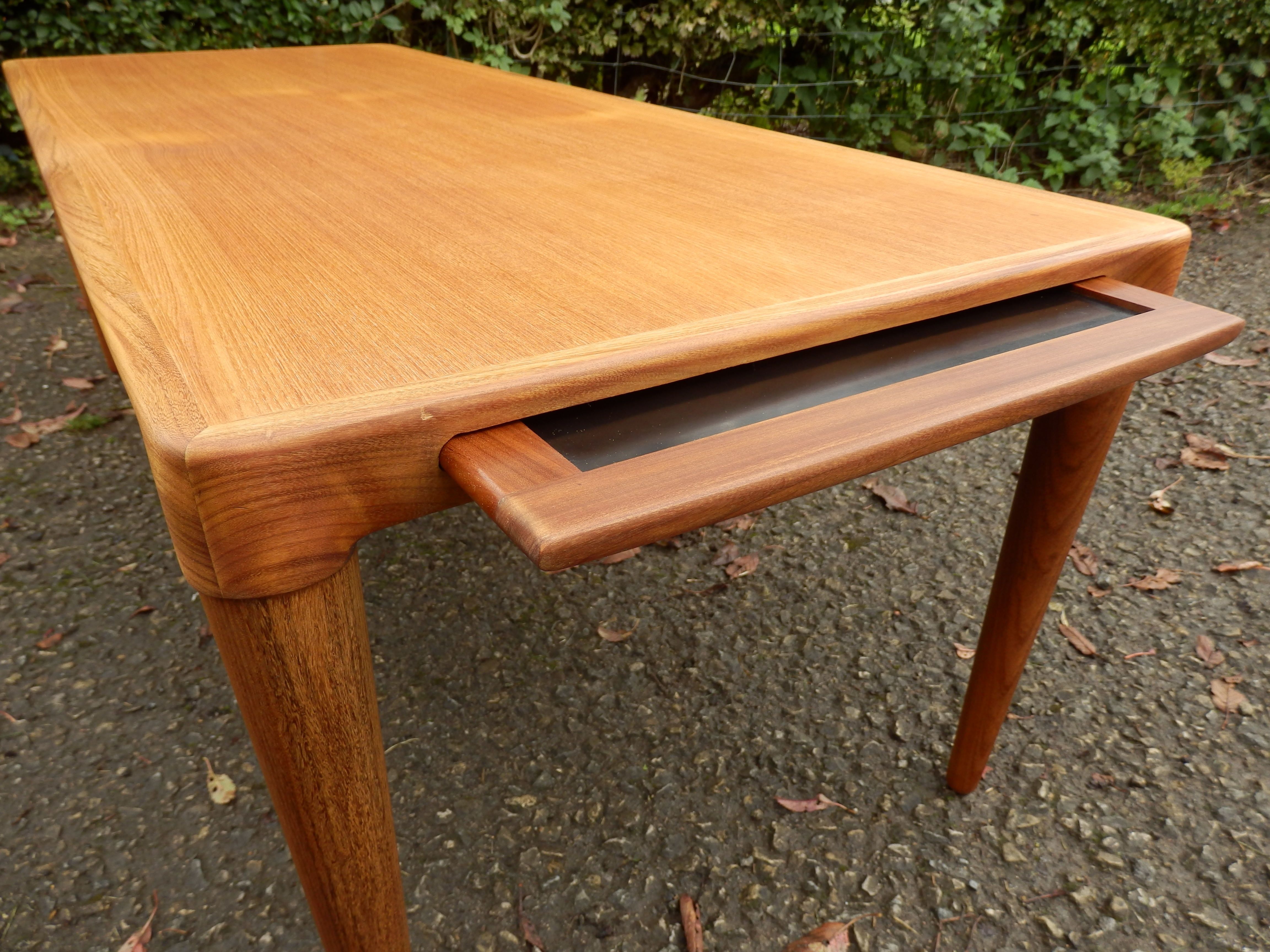 Very Rare Large Teak Coffee Table With Slide Out Drinks Tray Regarding Large Teak Coffee Tables (View 5 of 30)