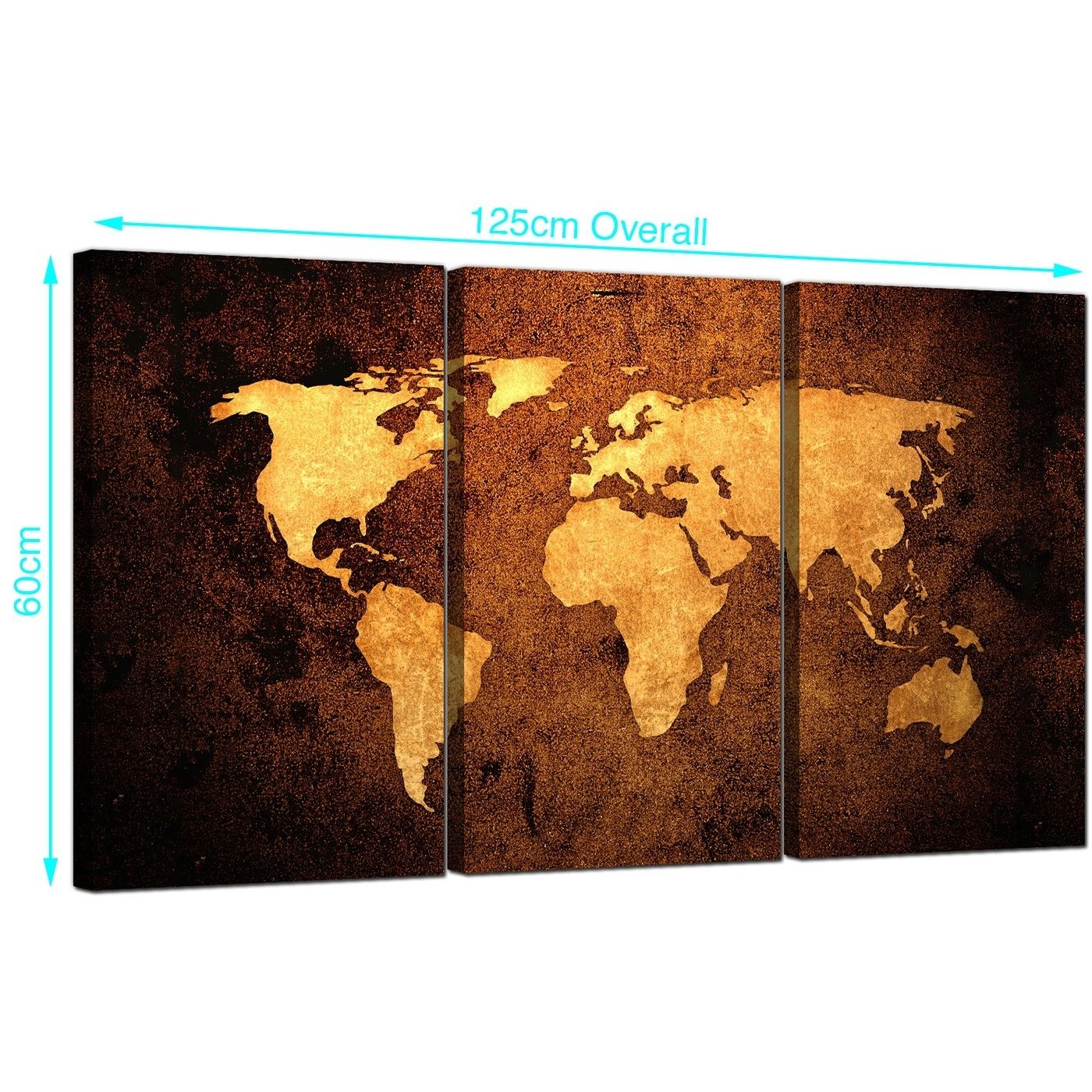 Vintage World Map Canvas Wall Art Set Of 3 For Your Bedroom In Vintage Map Wall Art (Photo 15 of 20)