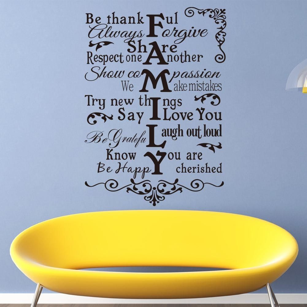 Vinyl Wall Art Stickers Large Family Rules Wall Decals For Living Inside Family Rules Wall Art (View 19 of 20)