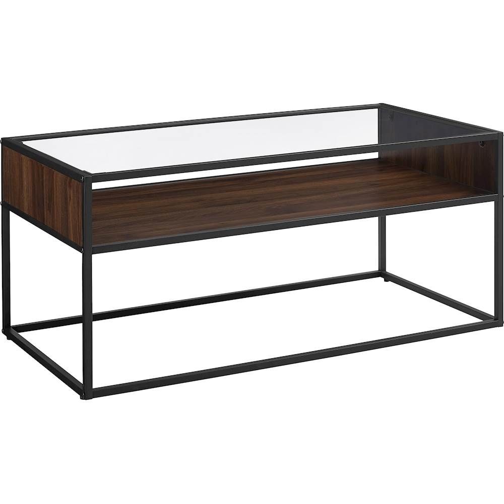 Walker Edison 40" Glass Top Coffee Table Brown Bb40jerctdw – Best Buy Within Smart Glass Top Coffee Tables (View 24 of 30)