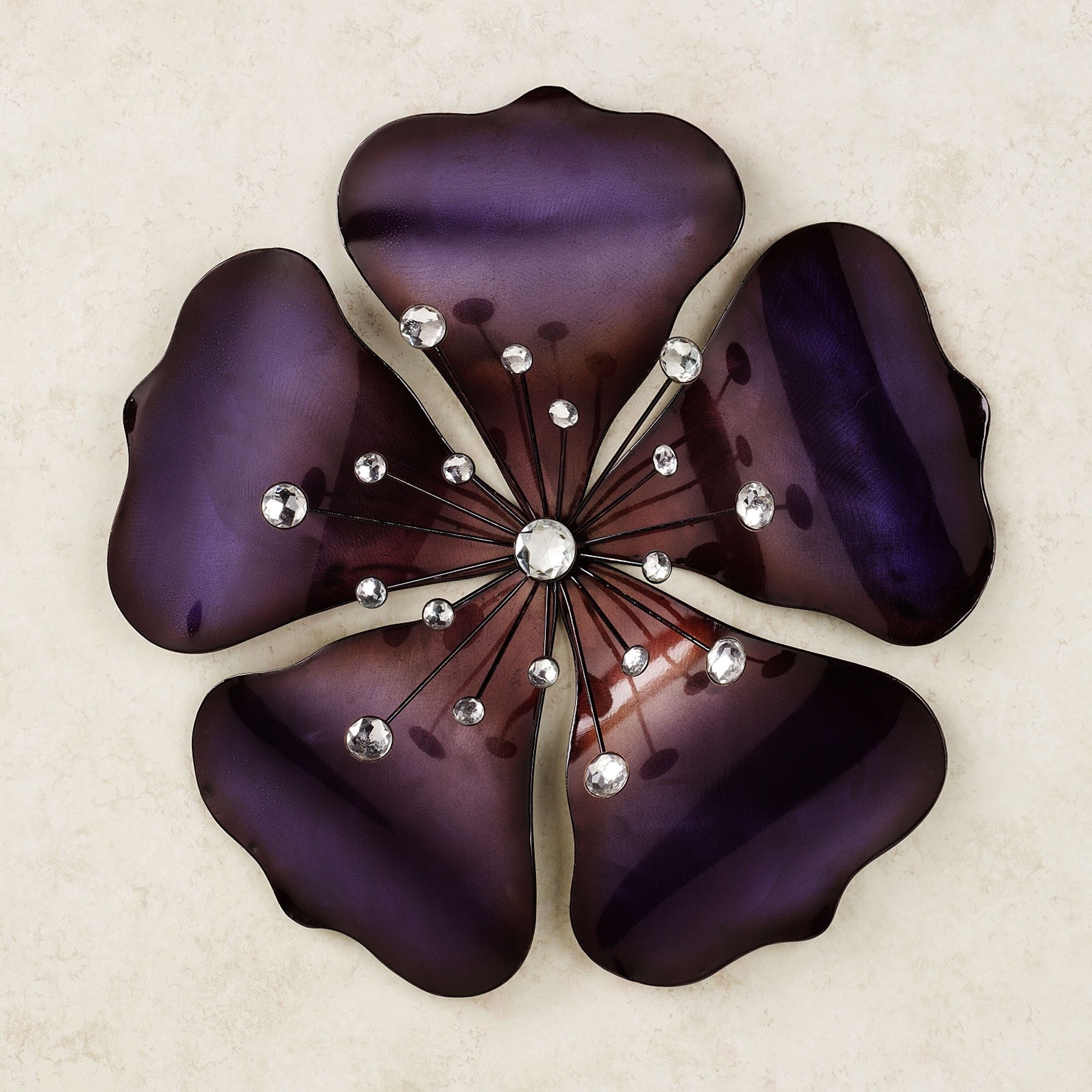Wall Art Ideas Design : Purple Flower Metal Wall Art Decor Diamond Within Metal Flowers Wall Art (Photo 15 of 20)