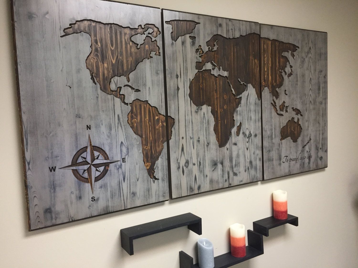 Wall Decor For Home, World Map, Customized, Wooden Map, Push Pin Map Pertaining To World Map Wood Wall Art (View 3 of 20)