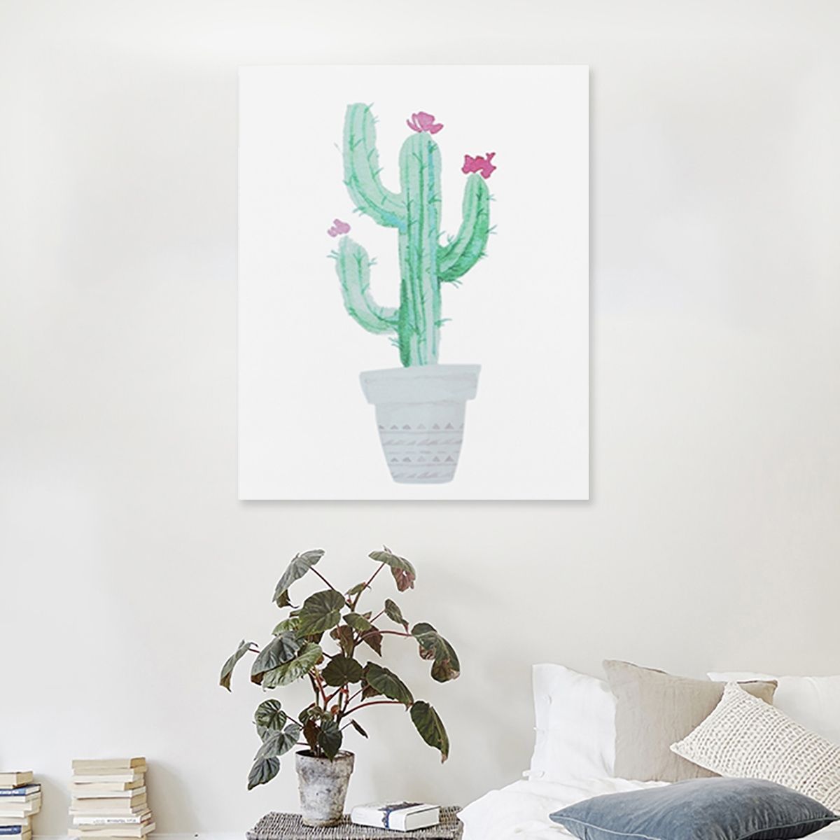 Watercolor Canvas Cactus Painting Print Picture Modern Home Wall Art Intended For Home Wall Art (Photo 17 of 20)