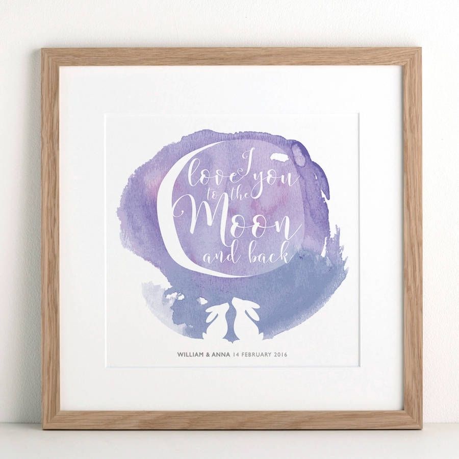 Watercolour Moon Rabbit Printletterfest | Notonthehighstreet Inside I Love You To The Moon And Back Wall Art (Photo 18 of 20)
