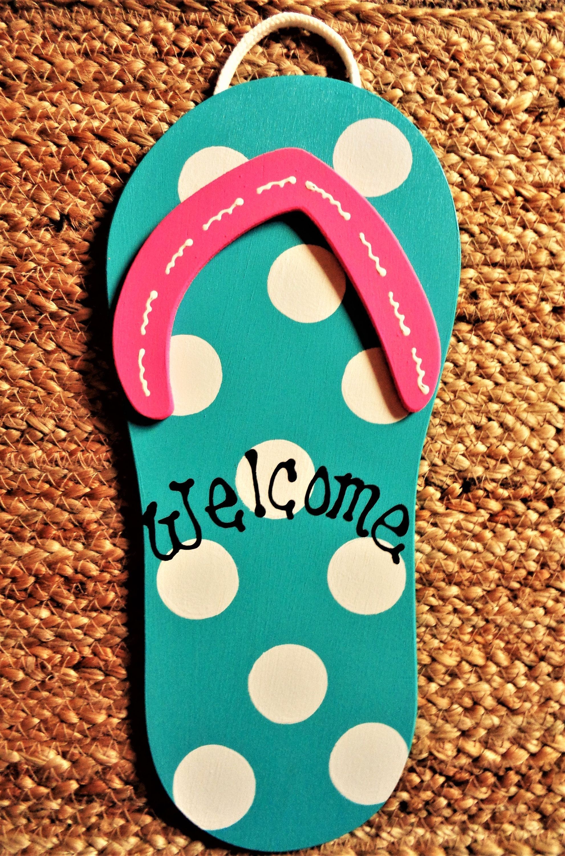 Welcome Flip Flops Sign Wall Art Hanger Deck Patio Pool Tiki Hot Tub For Flip Flop Wall Art (Photo 13 of 20)