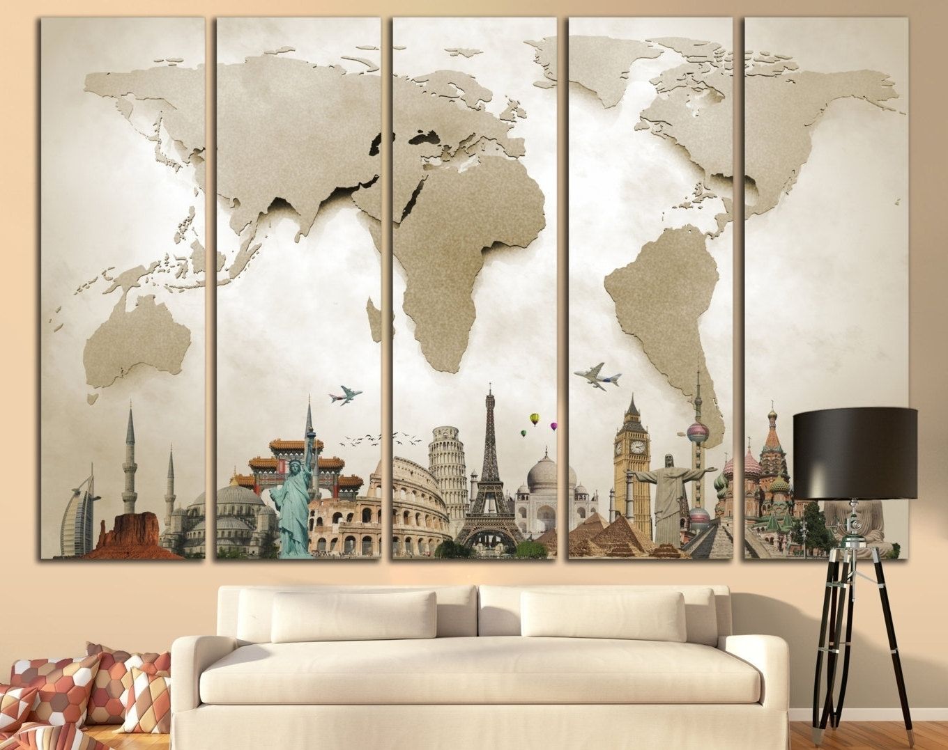 Well Known Wall Art Designs Large Wall Art World Map Large Print Pertaining To Large Wall Art (Photo 2 of 20)
