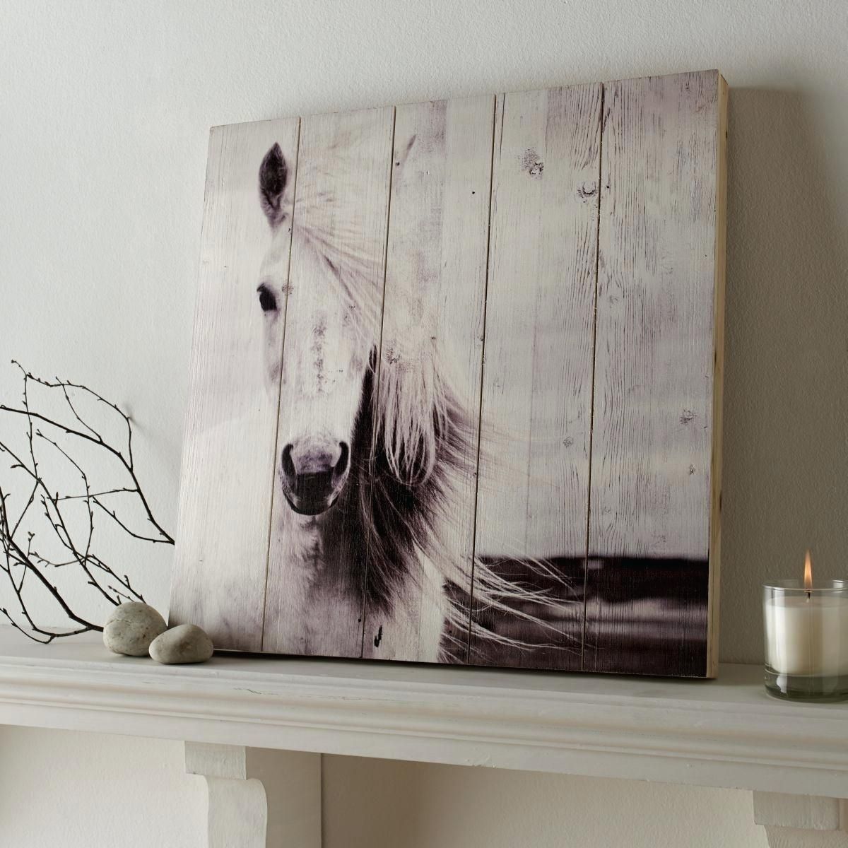 White Horse Wall Art Horse Print On Wood Wall Art White Horse Canvas Pertaining To Horse Wall Art (View 5 of 20)