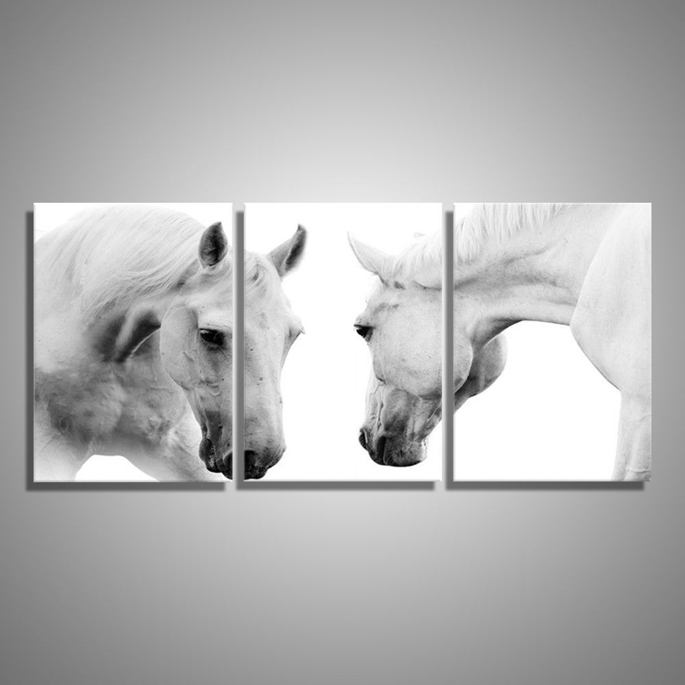 White Horses 3 Piece Wall Art | Cratemill Regarding Horses Wall Art (View 4 of 20)