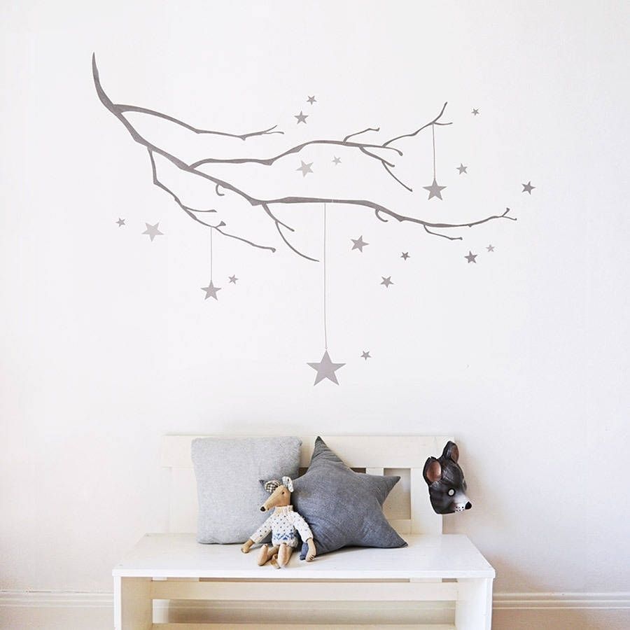 Winter Branch With Stars Fabric Wall Stickerkoko Kids Intended For Baby Wall Art (View 18 of 20)