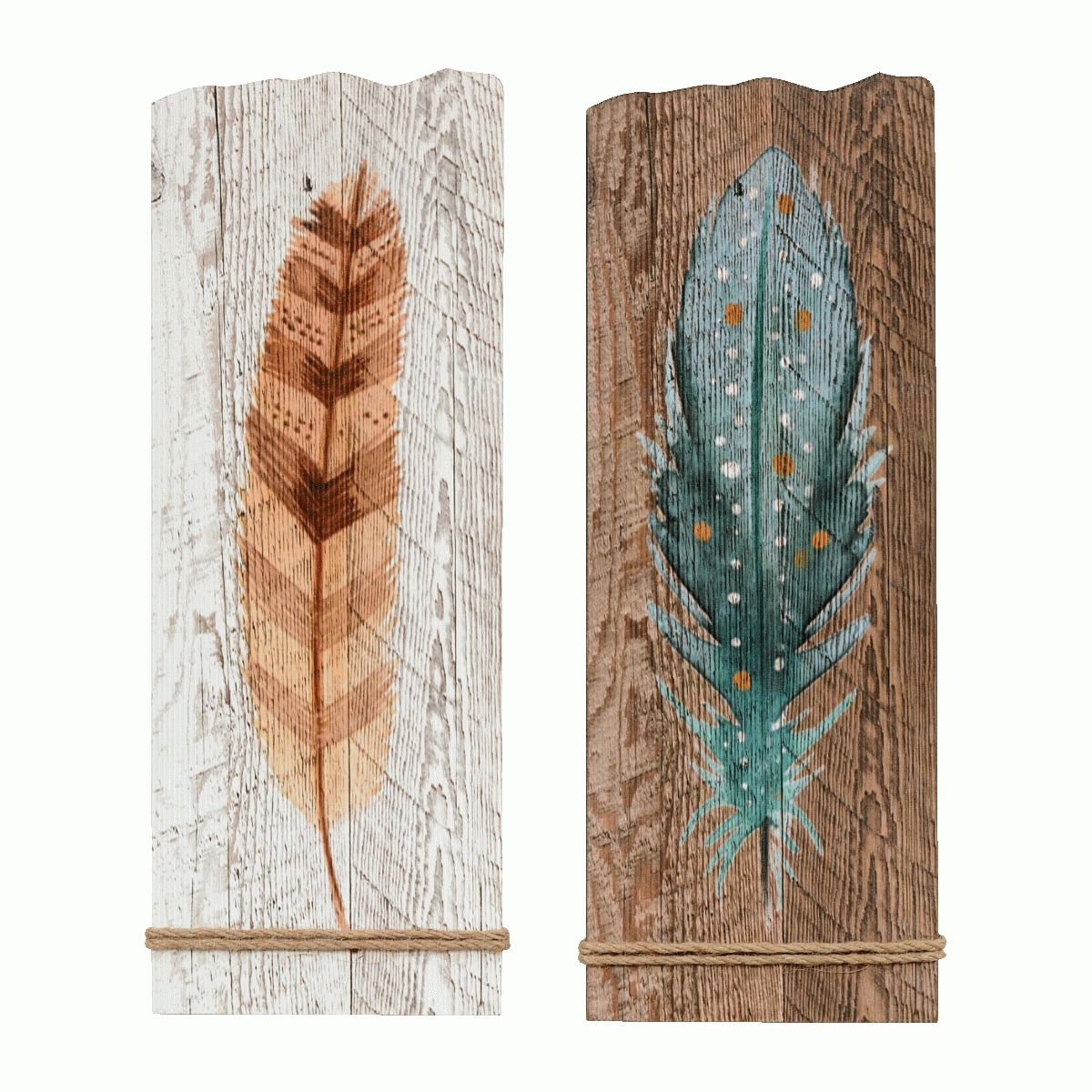Wood Feather Wall Art – Set Of 2 In Feather Wall Art (View 2 of 20)
