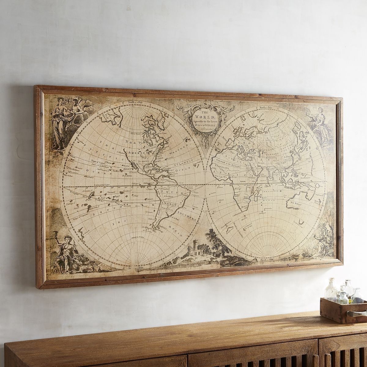 Wood Pier Framed Wall Art Pier 1 Imports Vintage Style World Map In Pier 1 Wall Art (Photo 16 of 20)