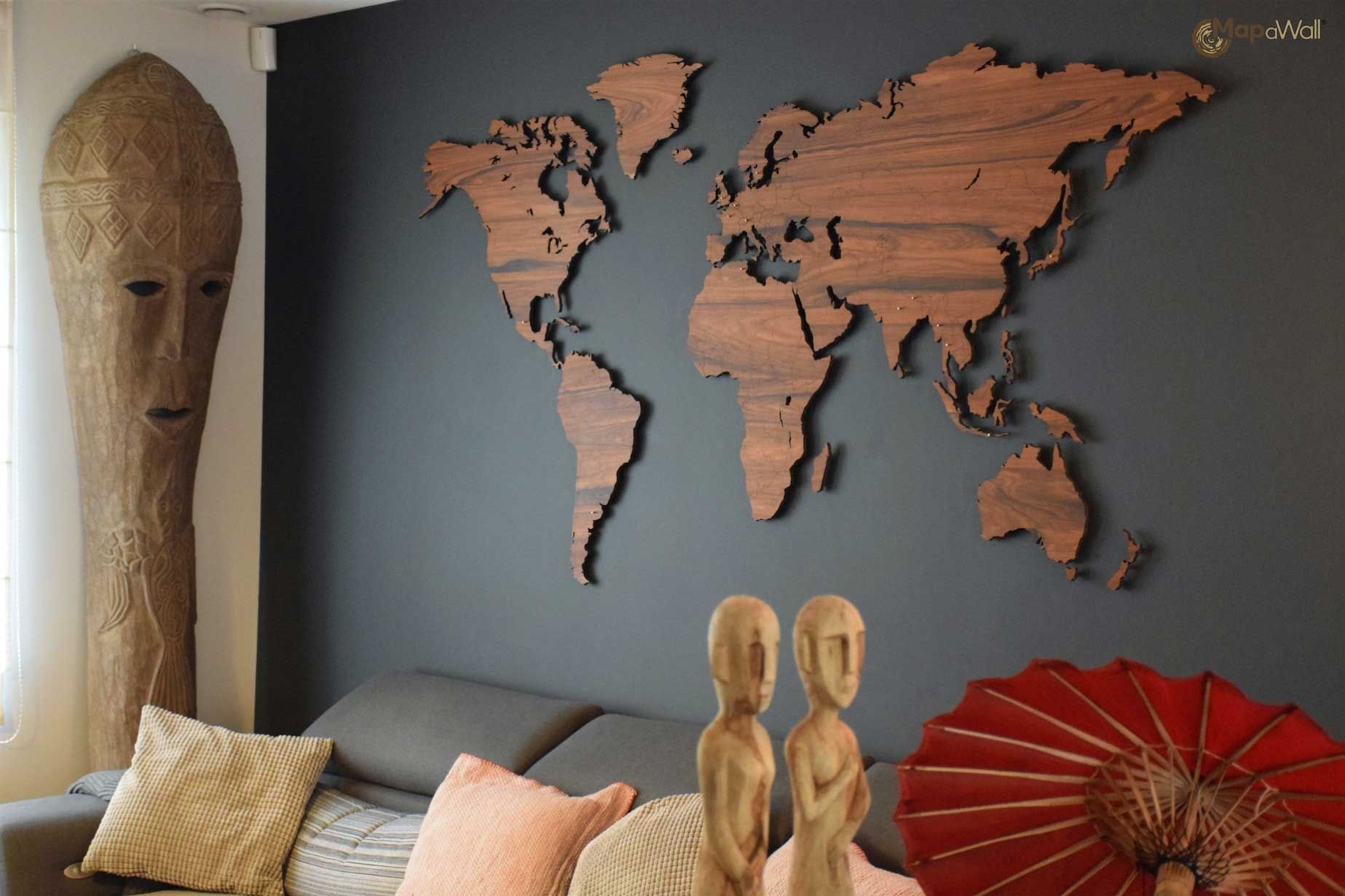 Wood Wall Art Large World Map Wooden Decor Feerick (View 11 of 20)
