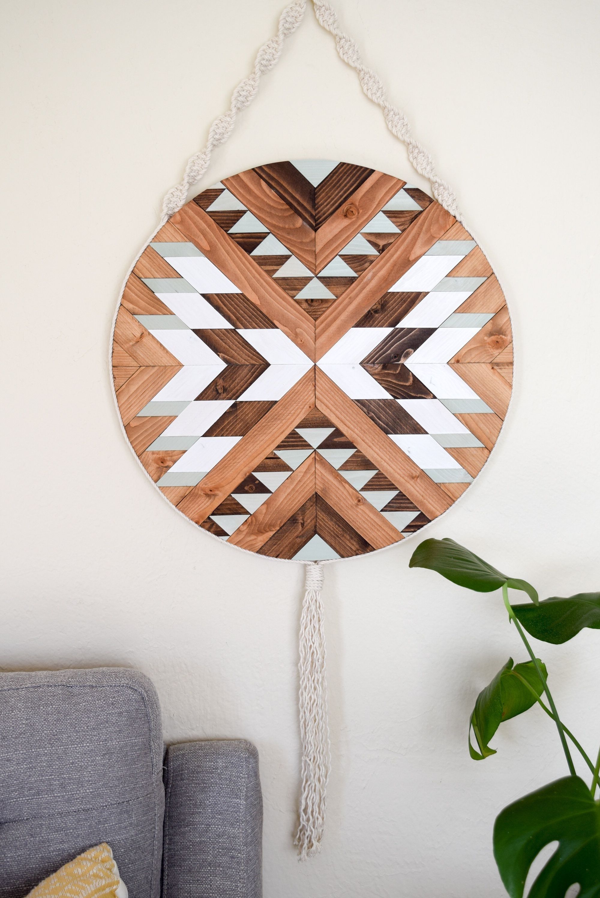 Wood Wall Art – Macrame Wall Hanging – Boho Wood Art – Round Wooden With Regard To Round Wood Wall Art (View 18 of 20)