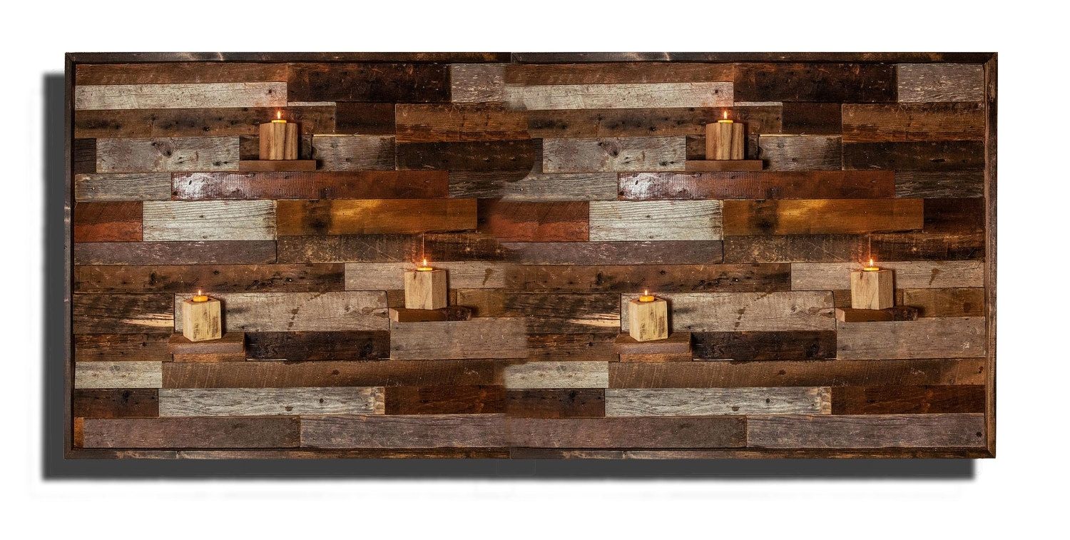 Wood Wall Art, With Floating Wood Shelves, Made Of Reclaimed Throughout Wood Wall Art (View 12 of 20)