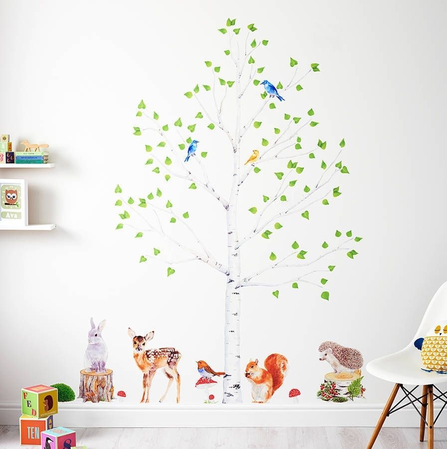 Woodland Nursery Wall Stickers, Animals And Tree Set By, Woodland Throughout Woodland Nursery Wall Art (View 12 of 20)