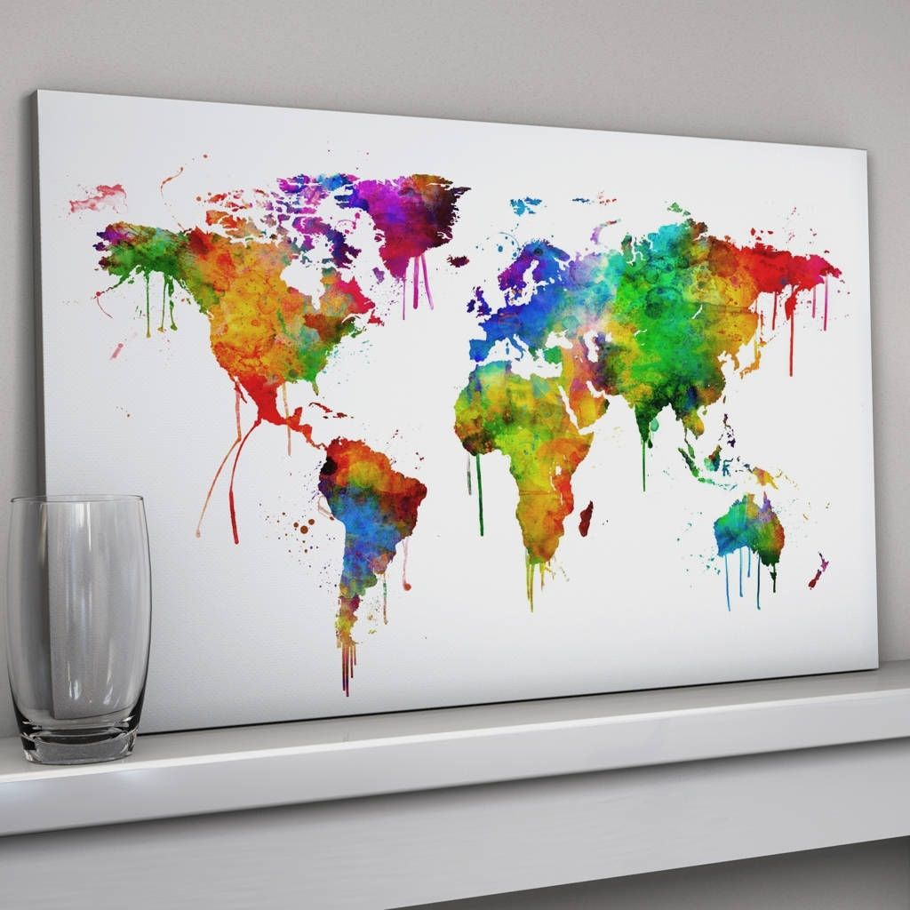 World Map Canvas Art Printartpause | Notonthehighstreet With World Map Wall Art (Photo 2 of 20)