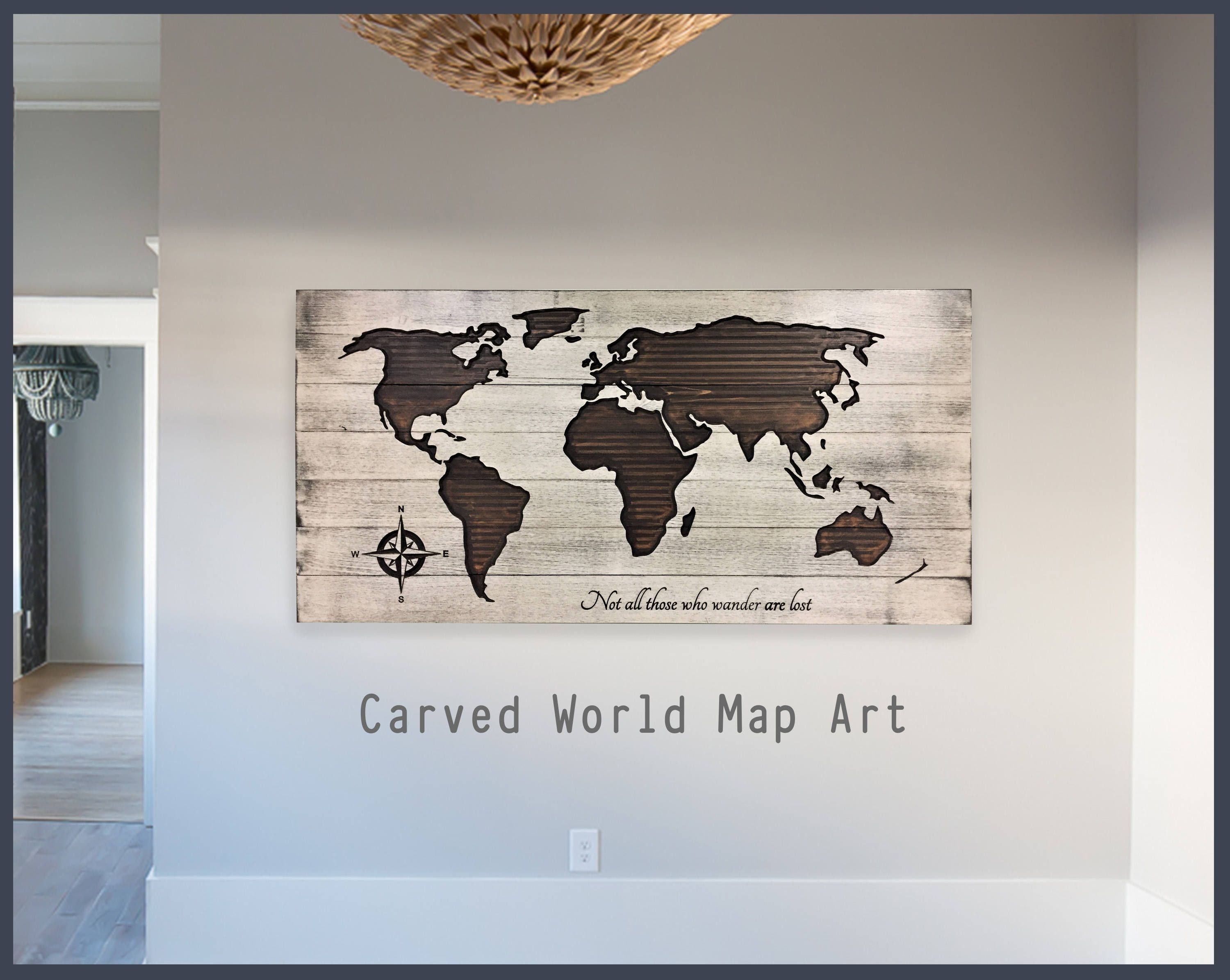 World Map Home Wall Decor, Wooden Map, World Map Wall Art, Wood Wall Throughout Wood Map Wall Art (View 19 of 20)