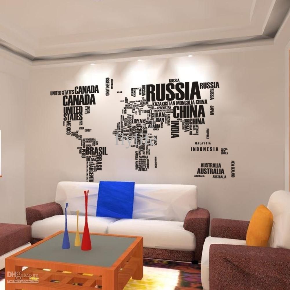 World Map Wall Stickers , Home Art Wall Decor Decals For Living Room Regarding World Map Wall Art (View 14 of 20)