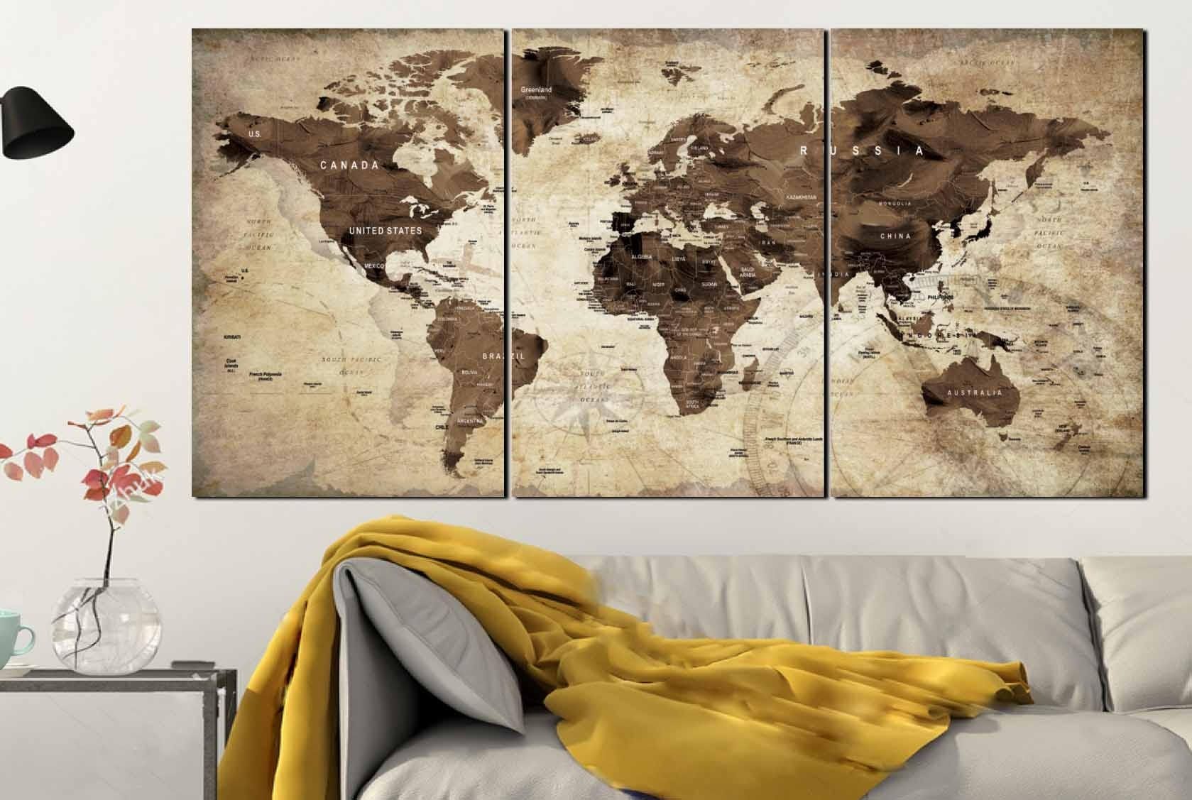 World Map,world Map Vintage,vintage Map Art,world Map Wall Art,world For Old World Map Wall Art (View 1 of 20)
