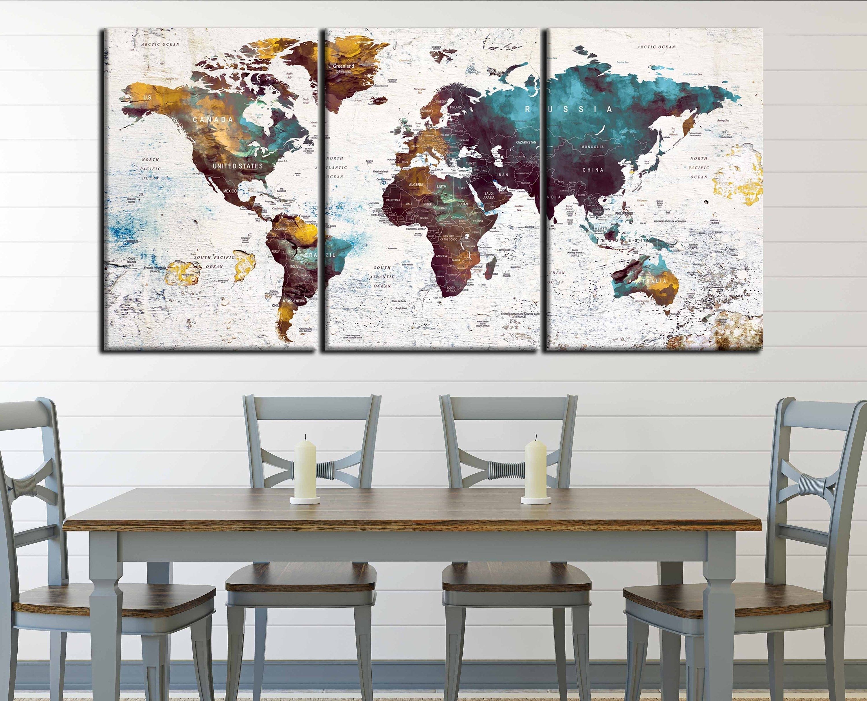 World Map,world Map Wall Art,world Map Canvas,world Map Abstract For Wall Art World Map (View 12 of 20)
