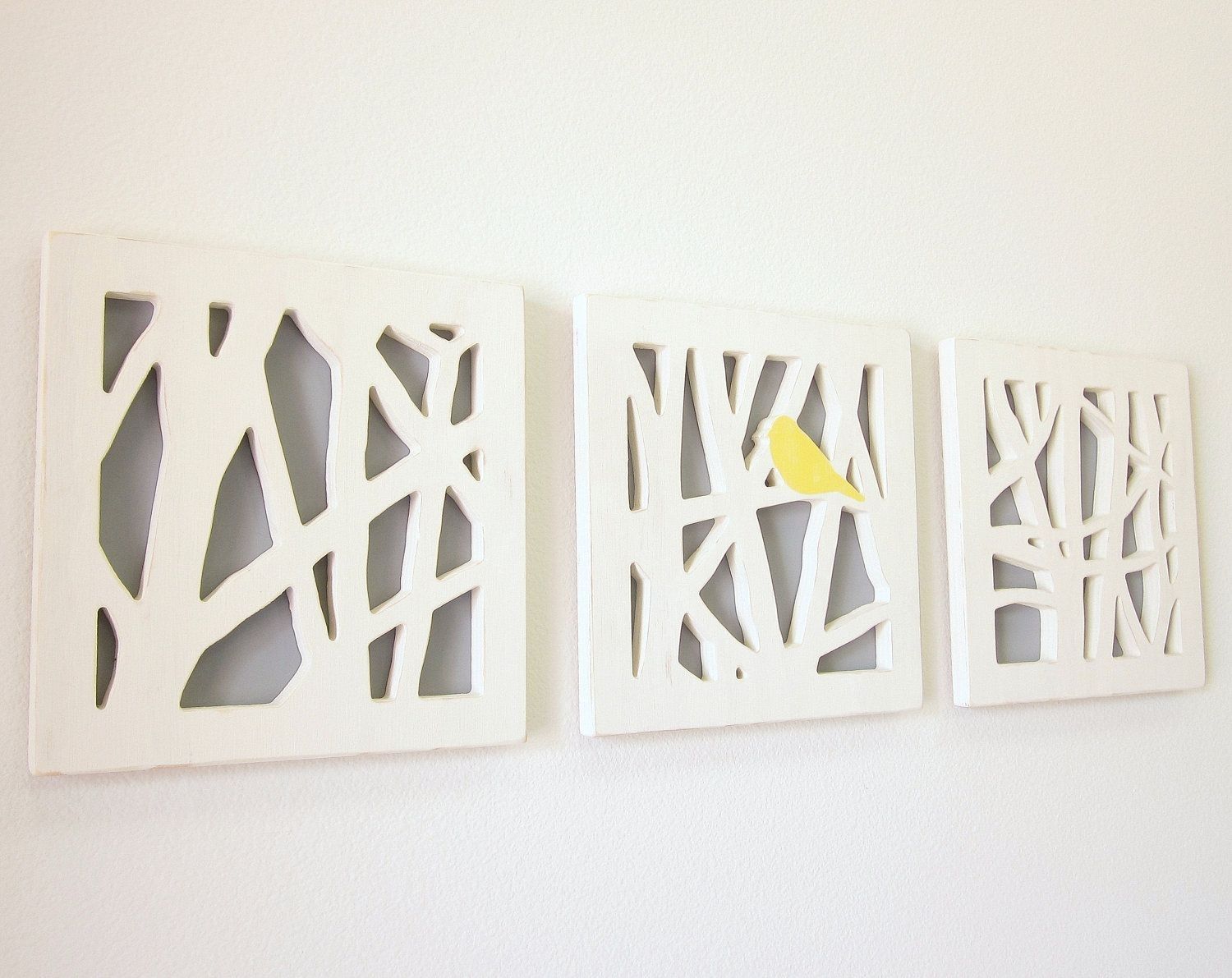 Yellow Bird Wall Art Set, Triptych Wall Art Set, Yellow And Gray Regarding Bird Wall Art (View 17 of 20)