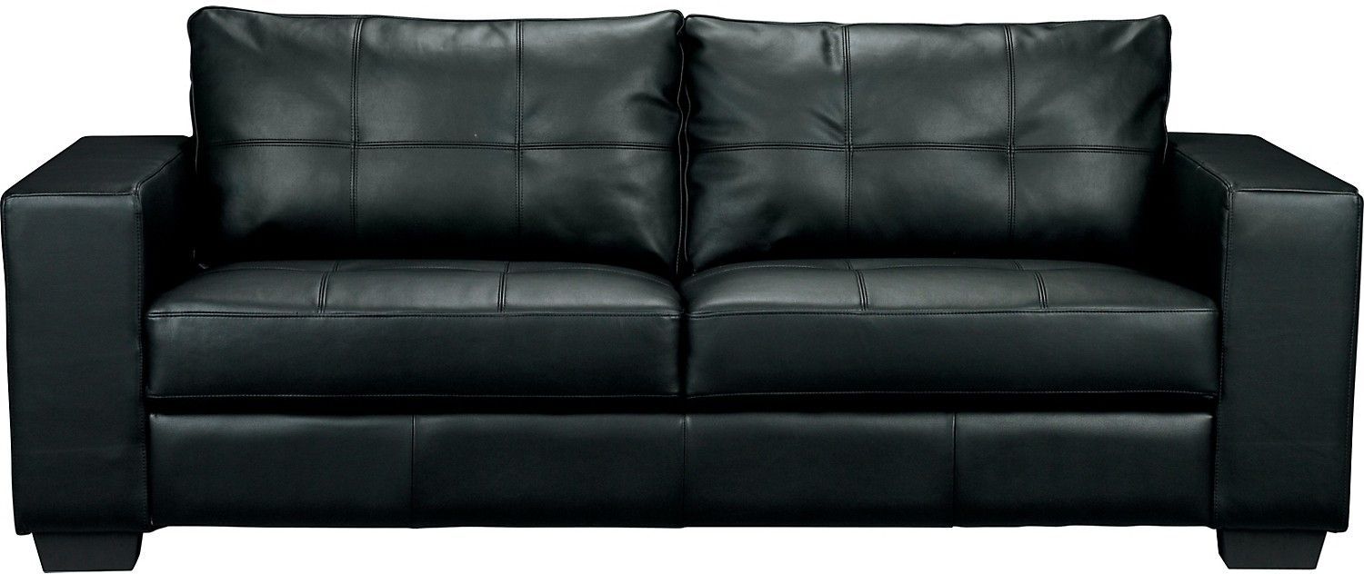 $550 Costa Black Bonded Leather Sofa | The Brick | Design Within Travis Dk Grey Leather 6 Piece Power Reclining Sectionals With Power Headrest & Usb (Photo 27 of 30)