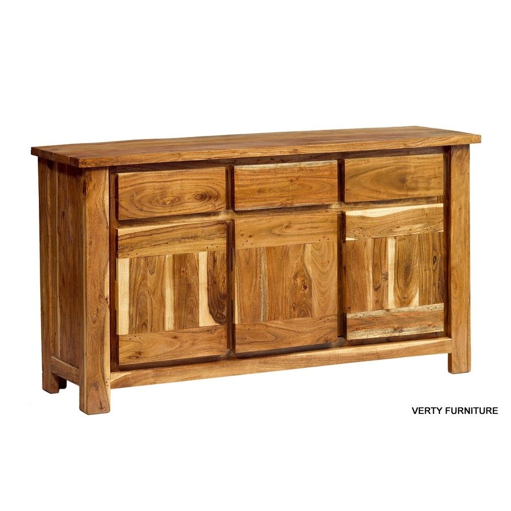 Acacia Sideboard – 3 Doors 3 Drawers – Verty Indian Furniture Within Acacia Wood 4 Door Sideboards (View 25 of 30)