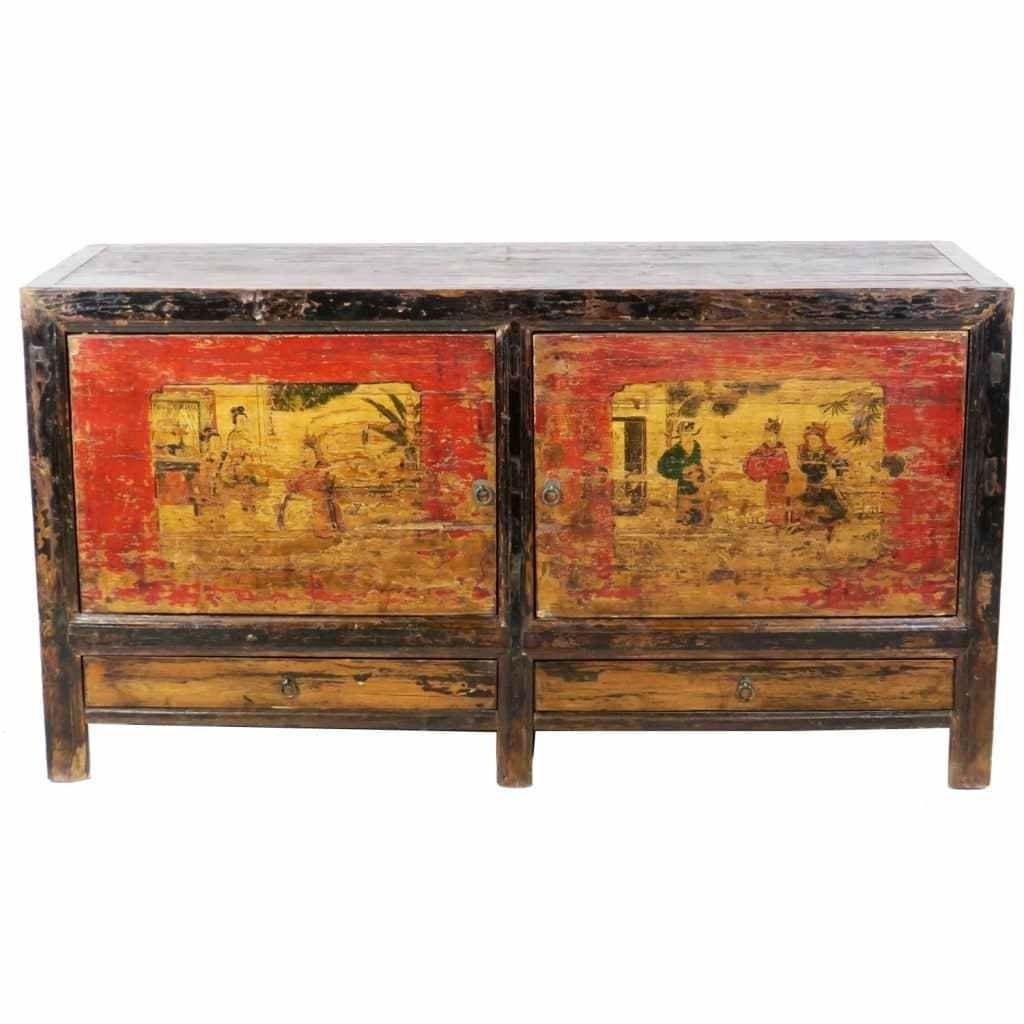 Antique Mongolian Chinese 2 Door Sideboard Cabinet 62 Inch Long X 33 With Reclaimed Elm 91 Inch Sideboards (View 4 of 30)