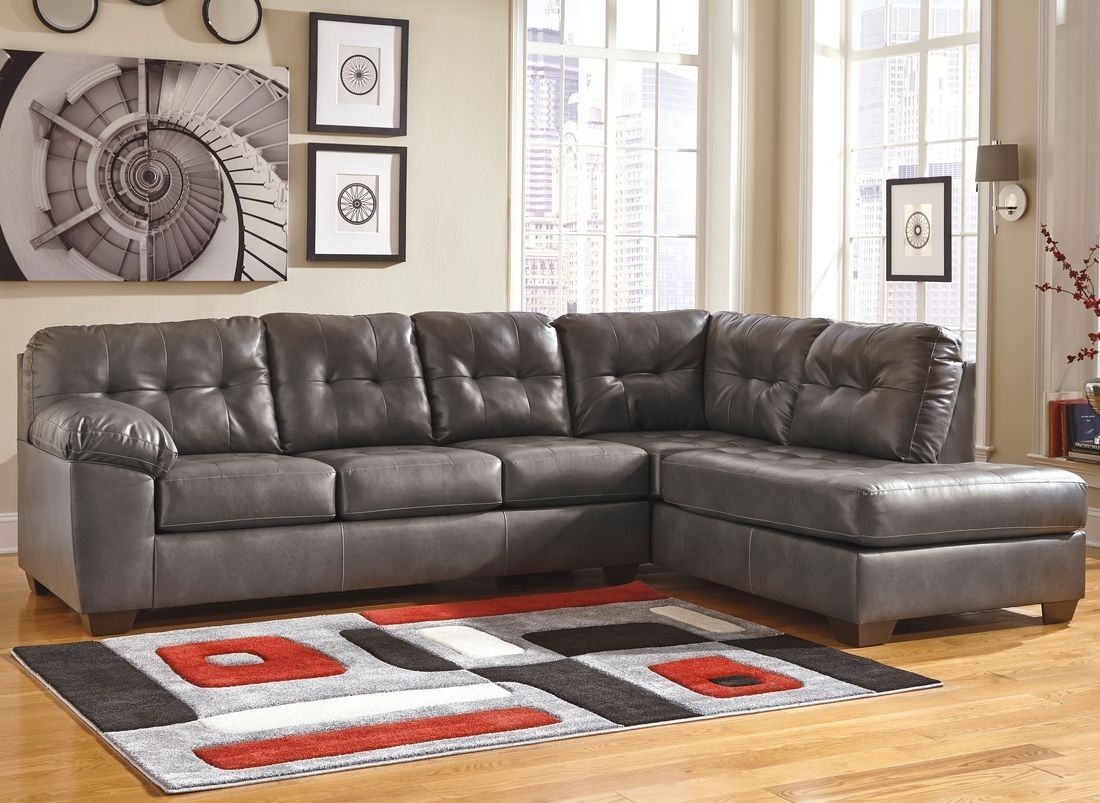 ashley furniture grey leather sofa