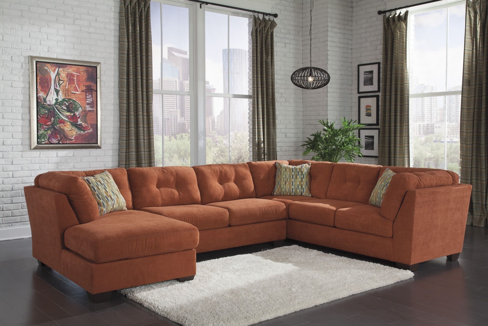 Ashley Furniture Delta City Orange Sectional Left 1970116+34+38 Within Turdur 2 Piece Sectionals With Raf Loveseat (View 18 of 30)