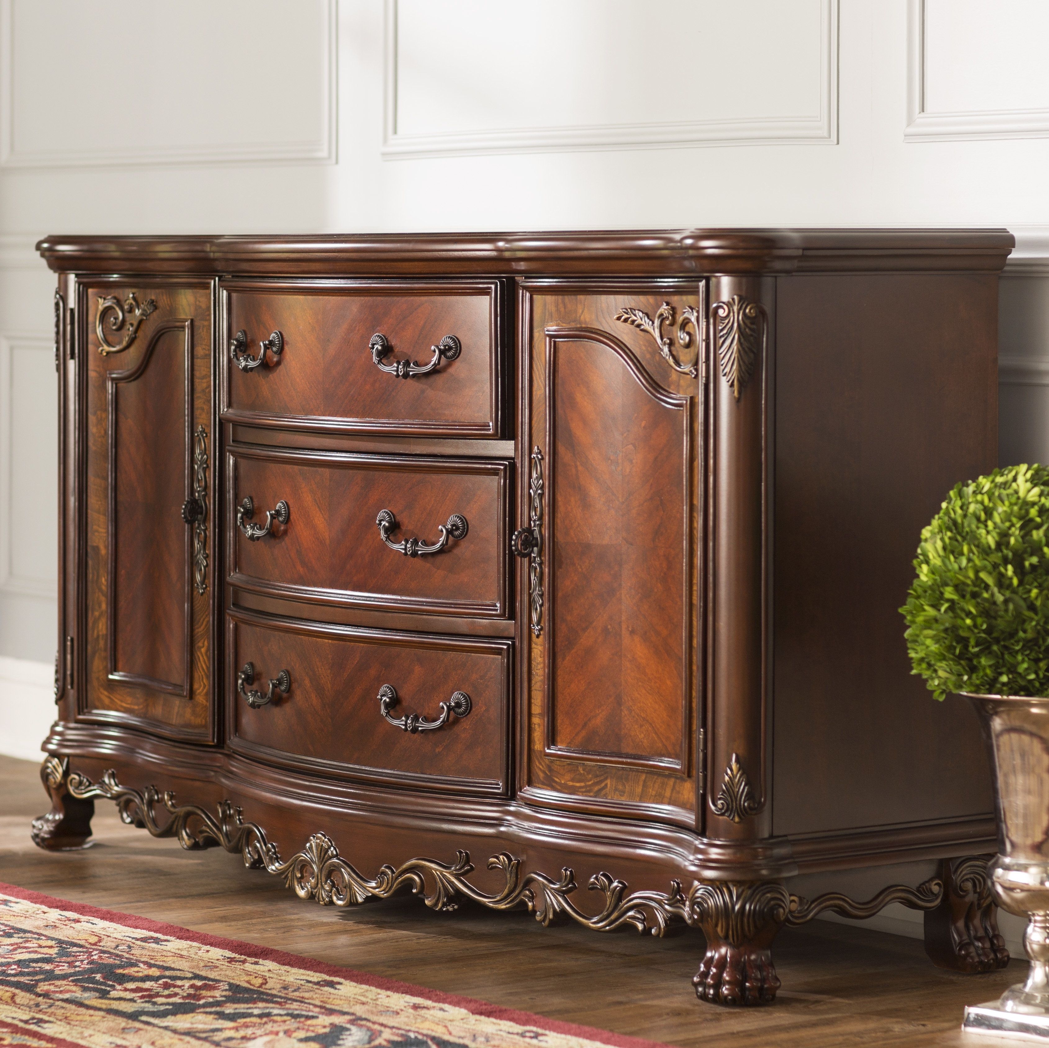 Astoria Grand Chalus Sideboard & Reviews | Wayfair Throughout Square Brass 4 Door Sideboards (View 17 of 30)